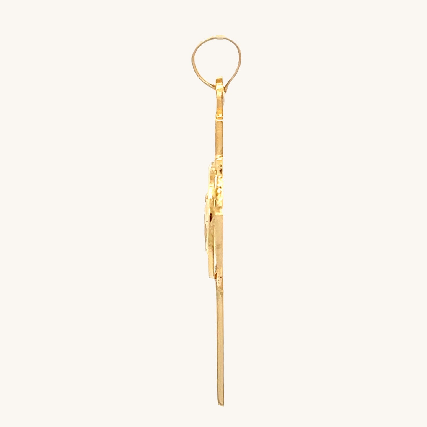Solid 14K Yellow Gold Miraculous Virgin Mary Cross Pendant L side image