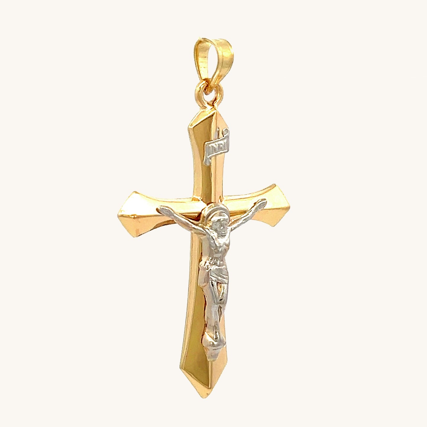 14K Two Tone Gold Crucifix XL S XS