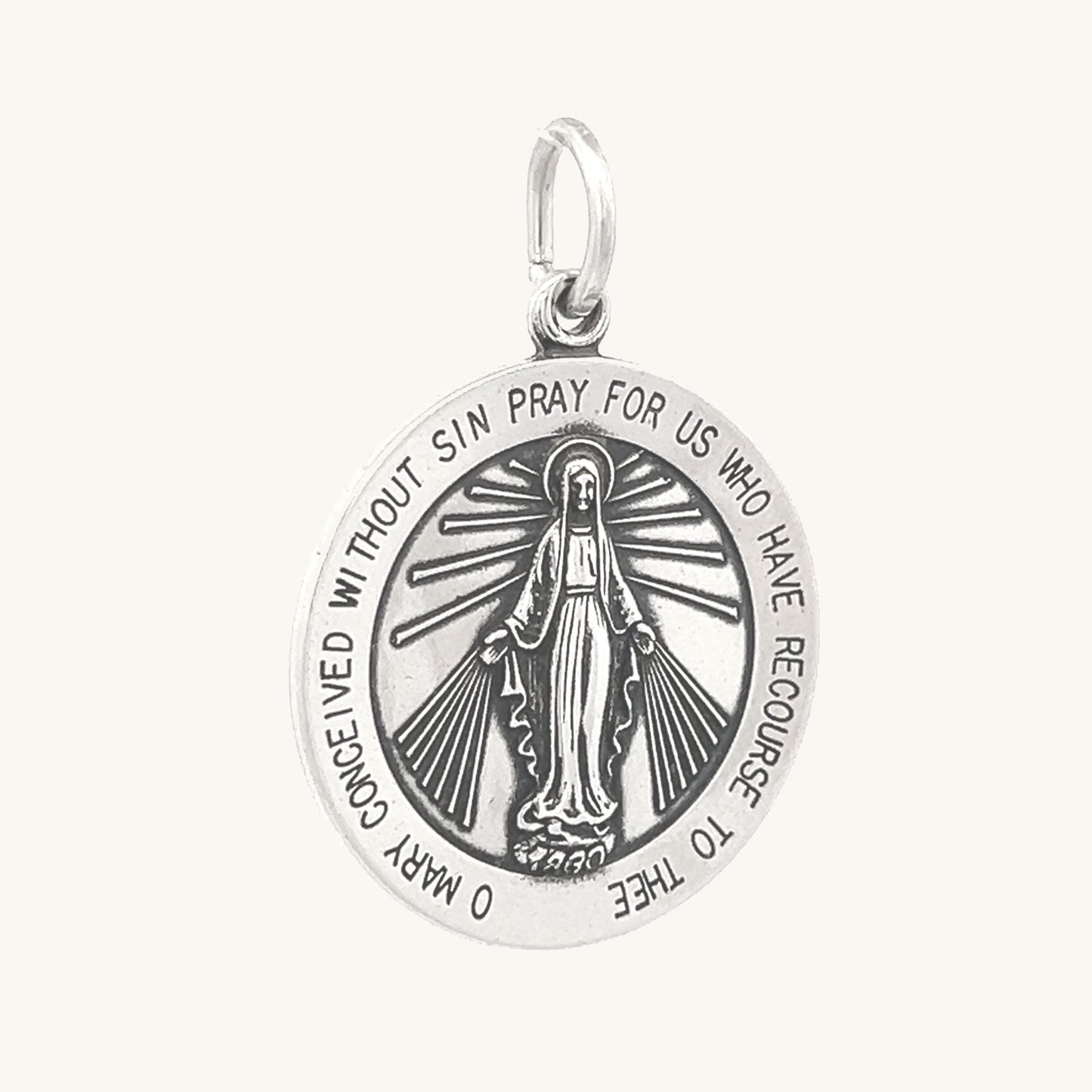 925 Antiqued Silver Miraculous Medal XL L M S XS
