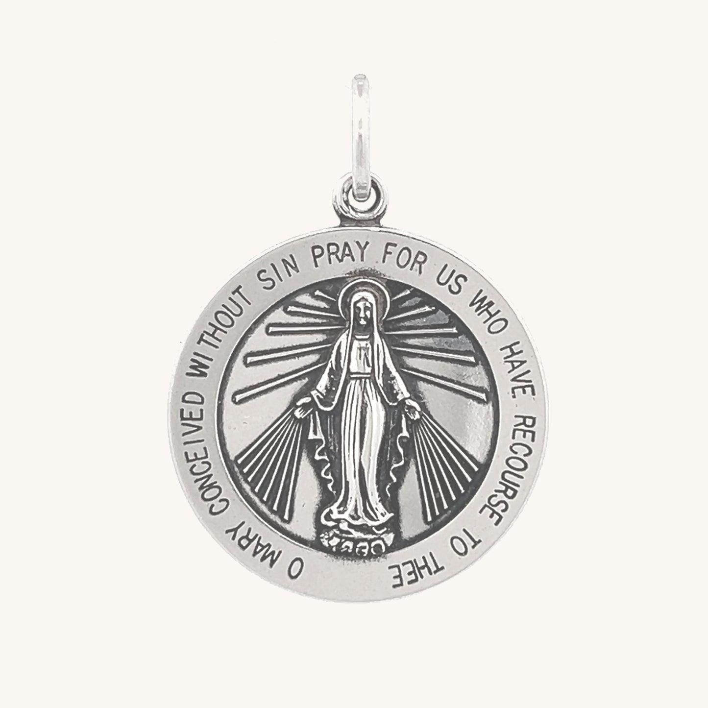 925 Antiqued Silver Miraculous Medal L