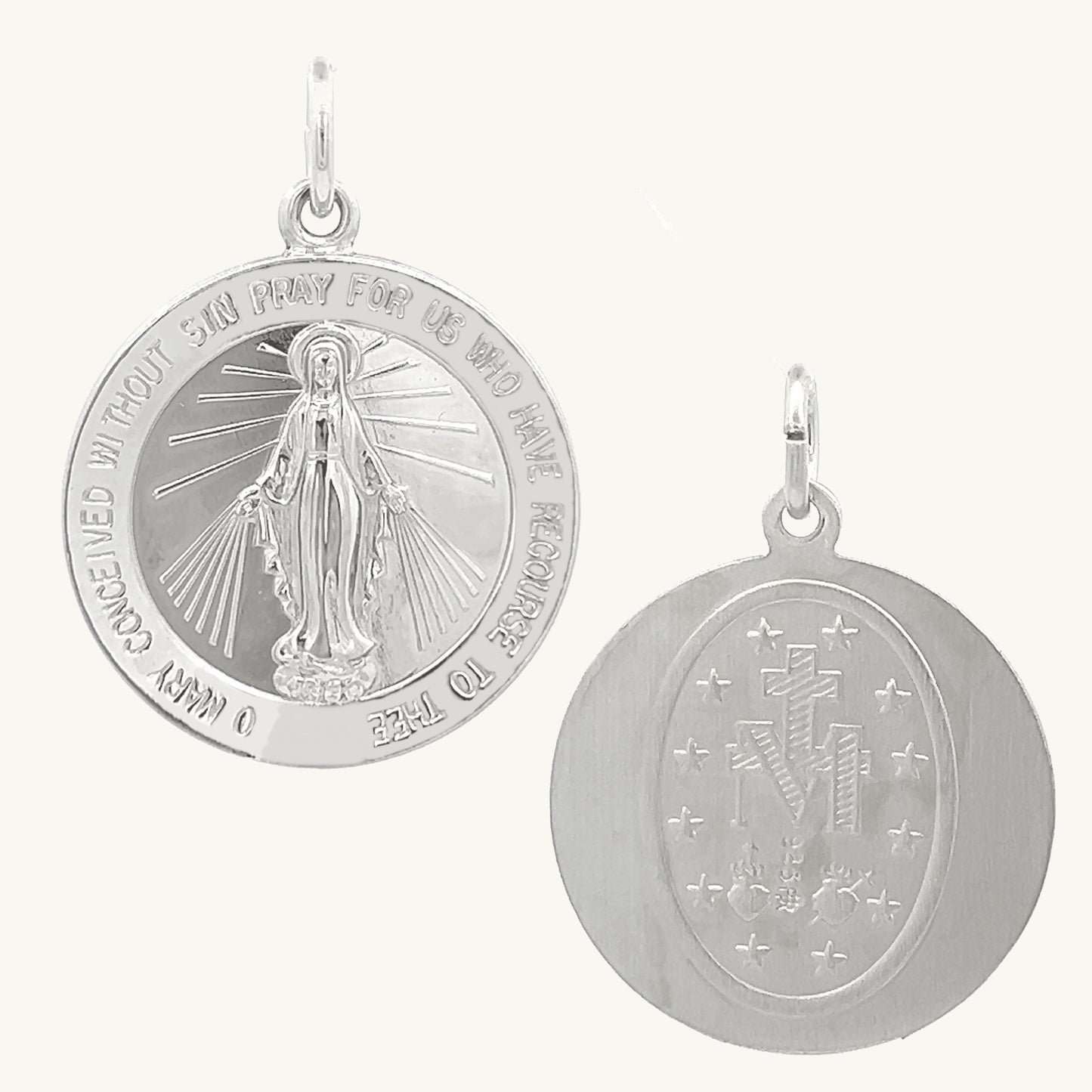 925 Bright Silver Miraculous Medal XL L M S XS