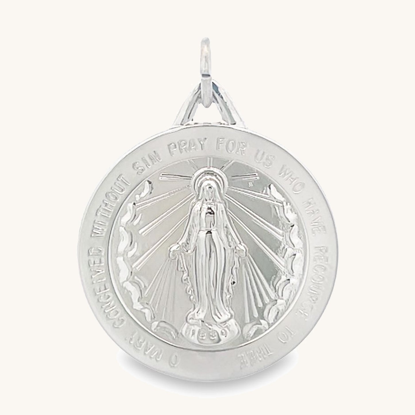 925 Bright Silver Miraculous Medal XL