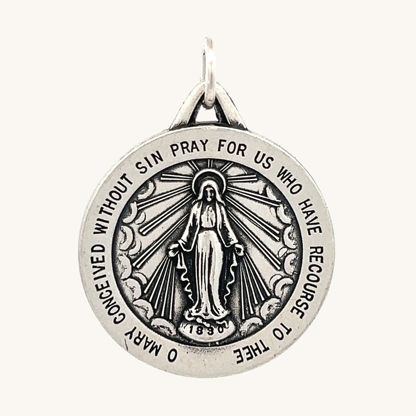 925 Antiqued Silver Miraculous Medal XL