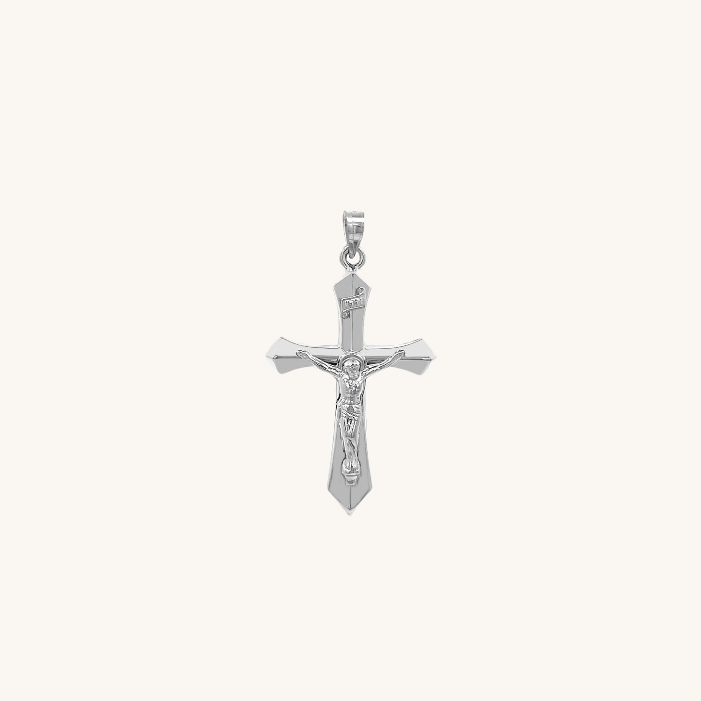 14K White Gold Crucifix XS