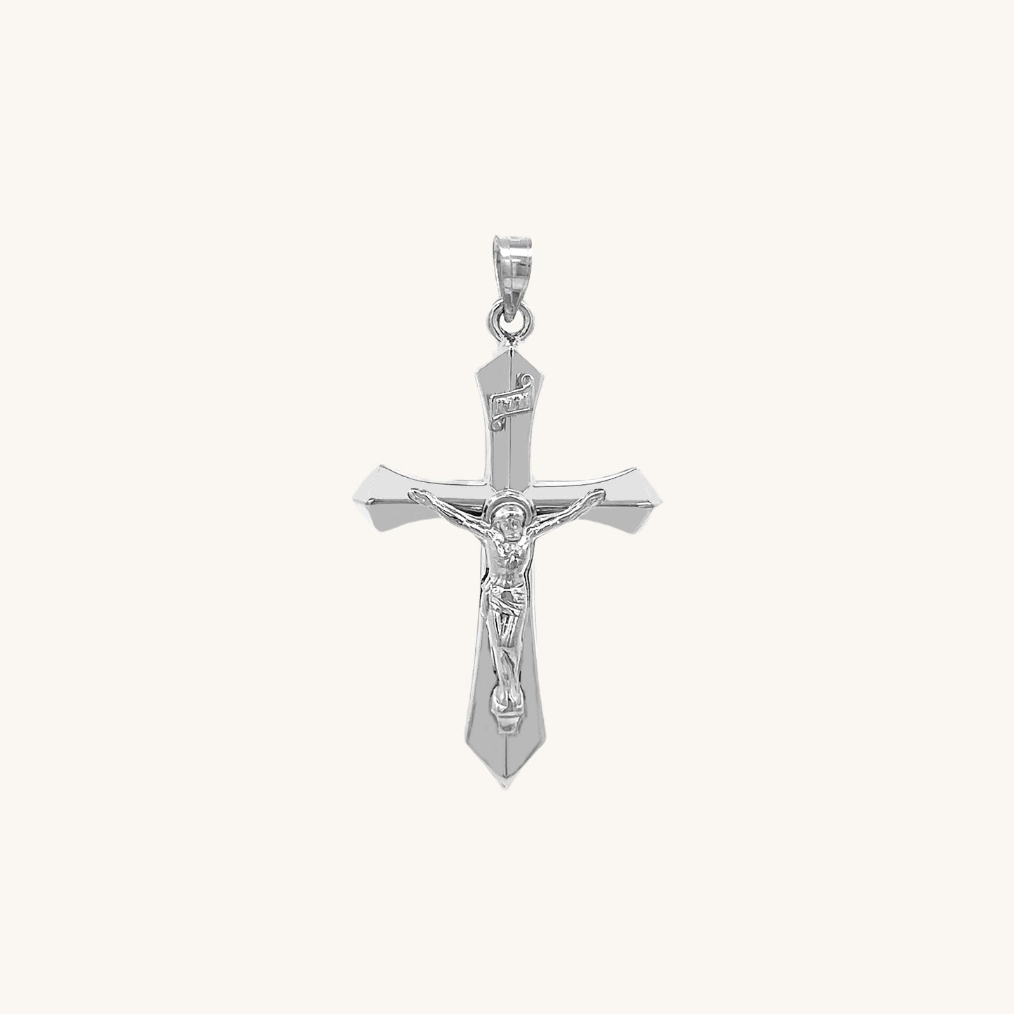 14K White Gold Crucifix S