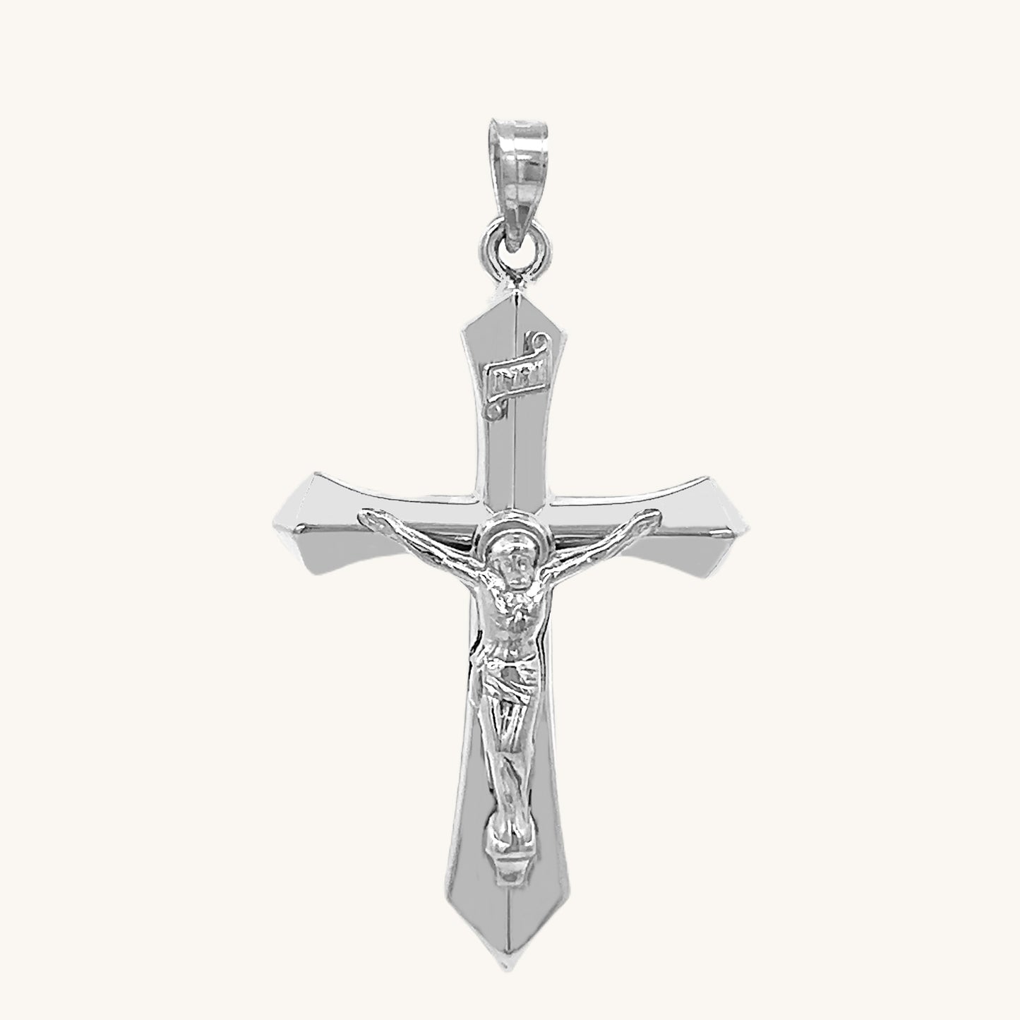 14K White Gold Crucifix XL