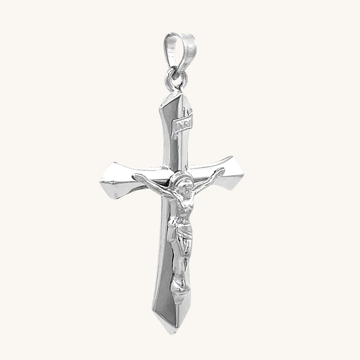 14K White Gold Crucifix XL S XS