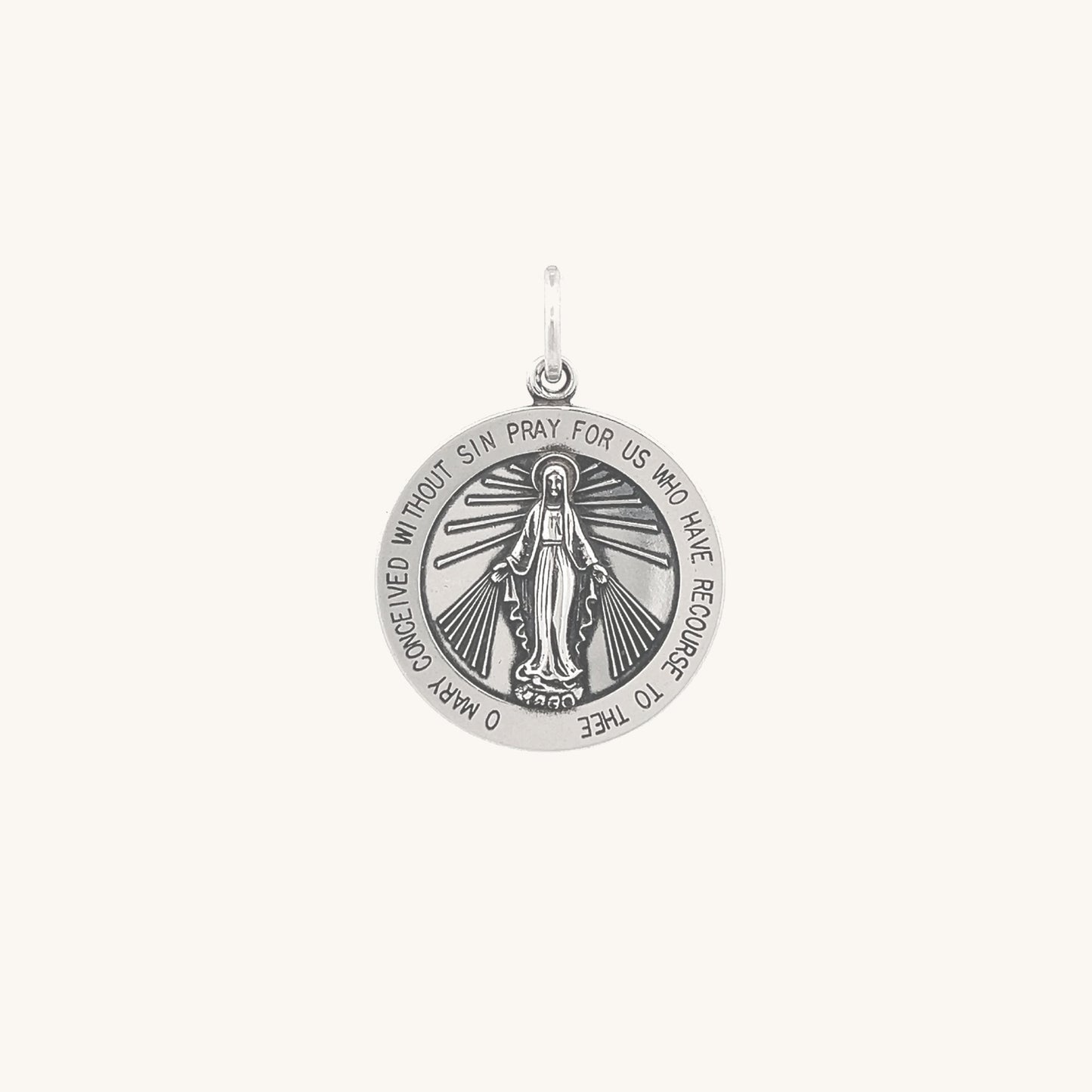 925 Antiqued Silver Miraculous Medal XS
