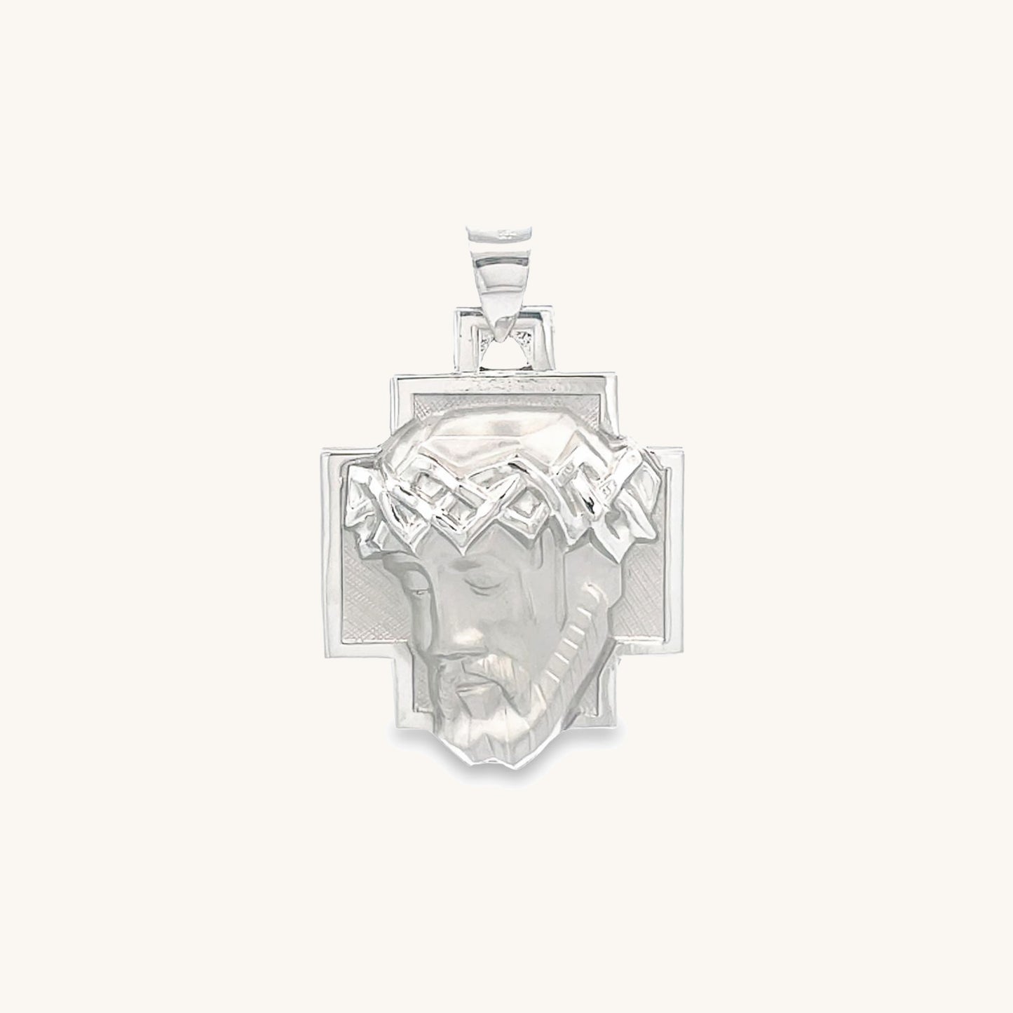 14K White Gold L Christ Head