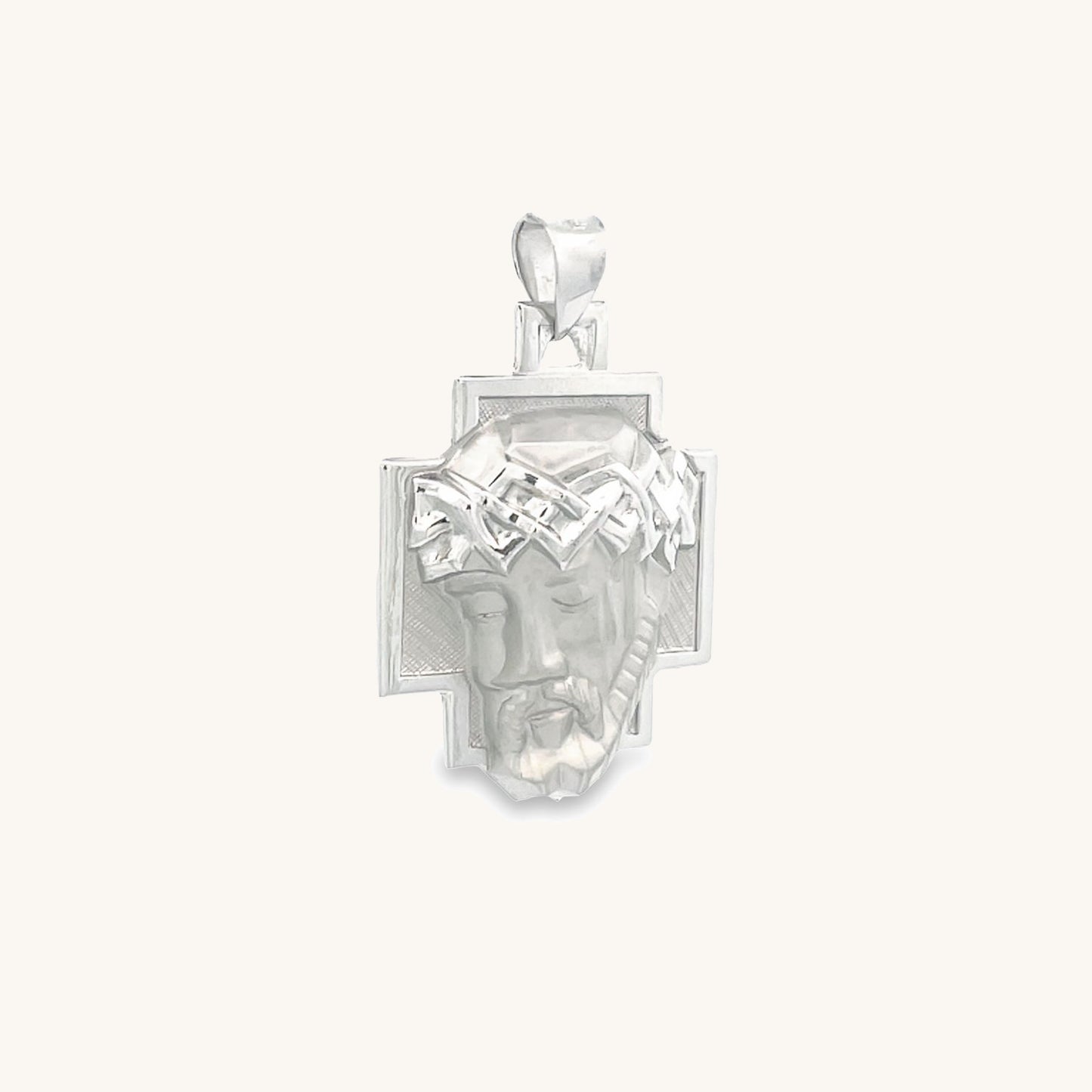14K White Gold L Christ Head