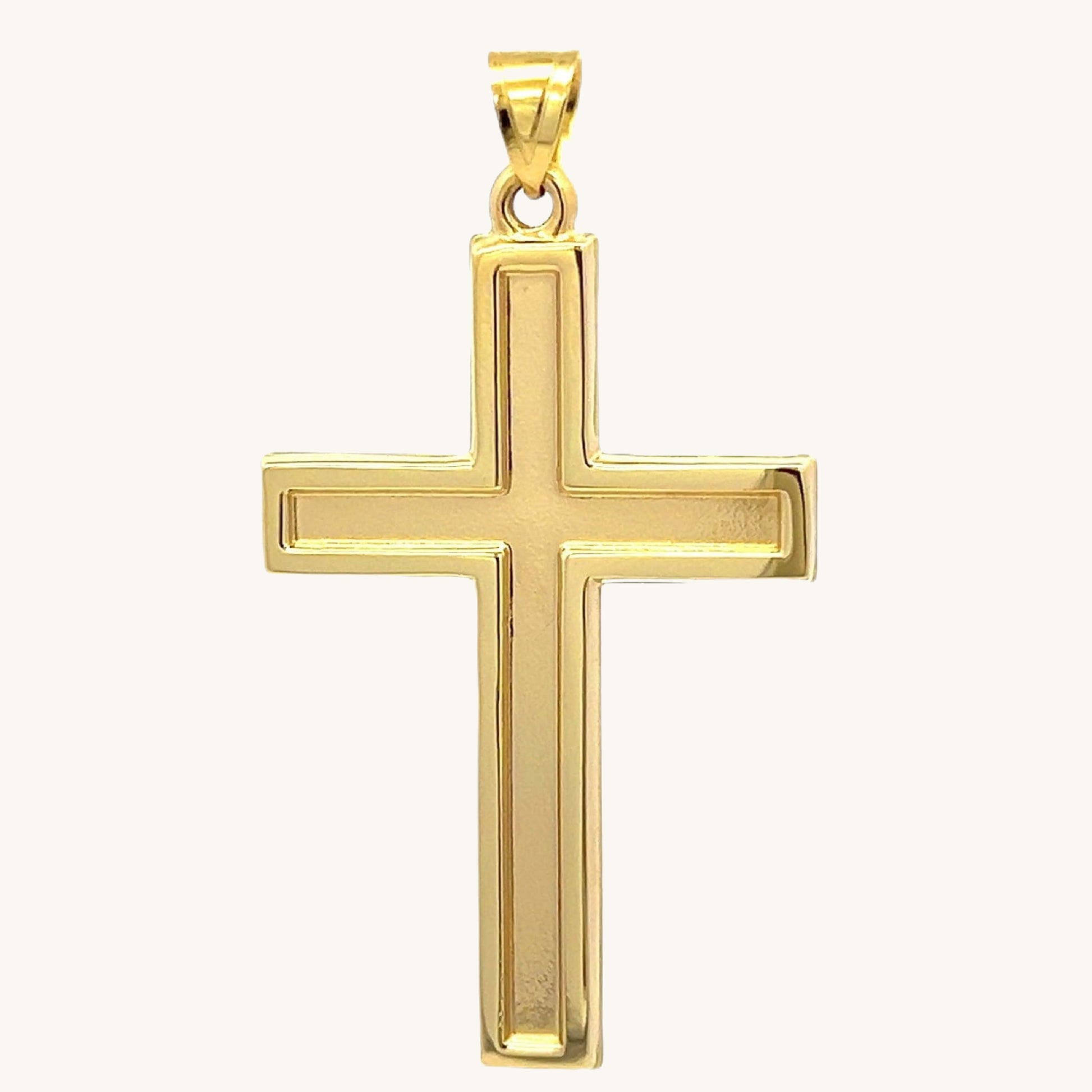 XXL 14K GOLD PLAIN POLISHED CROSS PENDANT Cross Crown