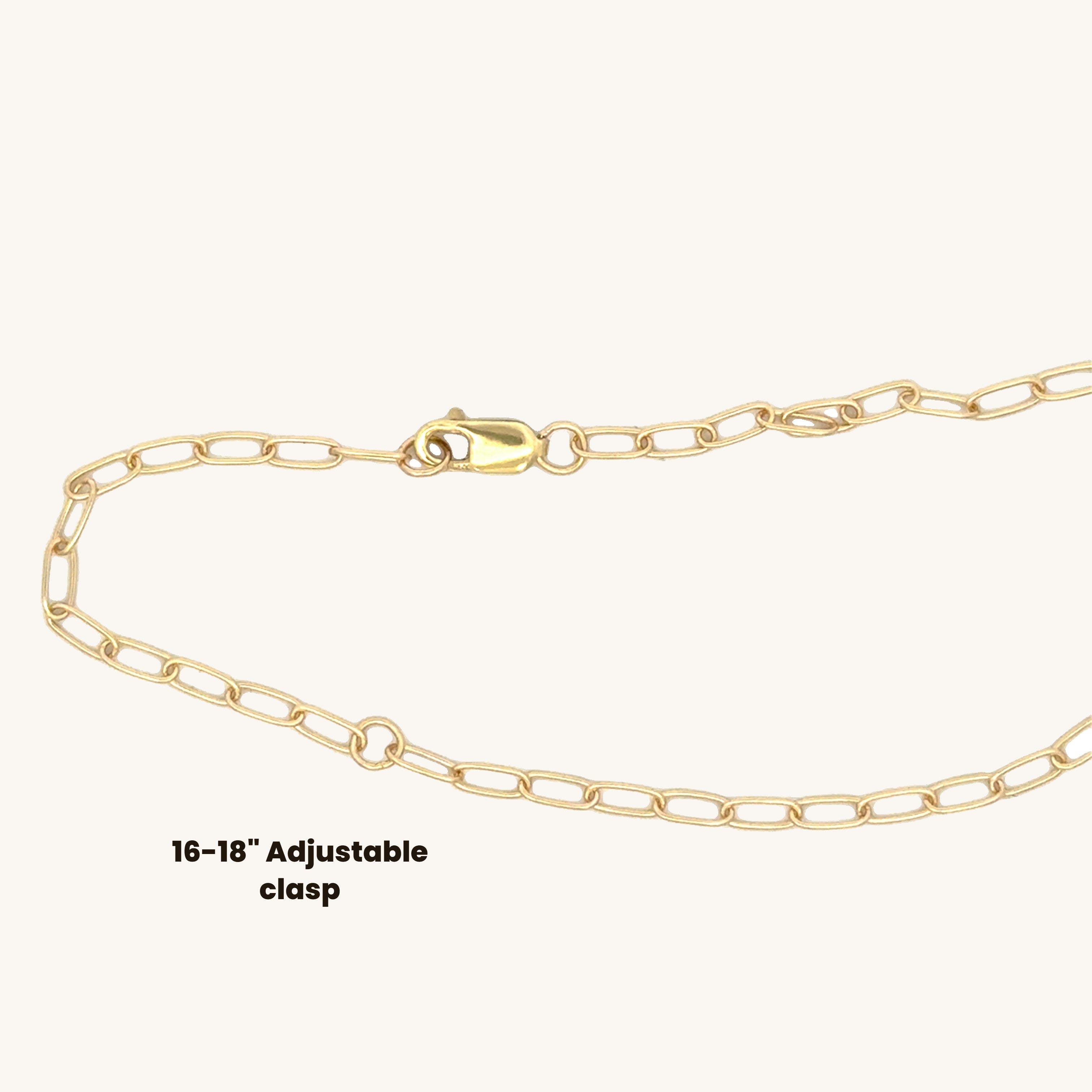 Solid 14K Double Bonded Gold 16-18" Adjustable paperclip chain yellow gold clasp image