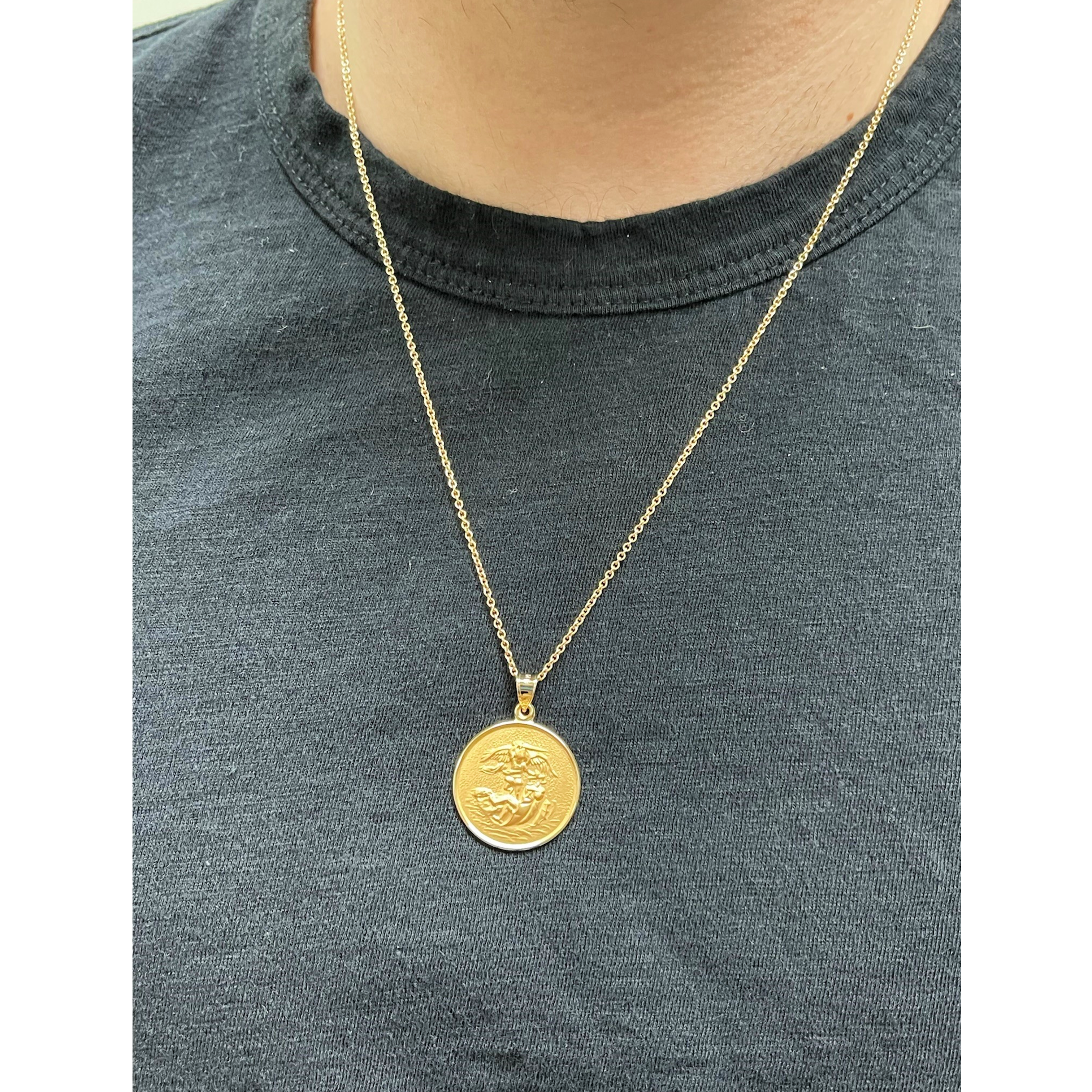 18K Yellow Gold Saint Michael Medal XL S