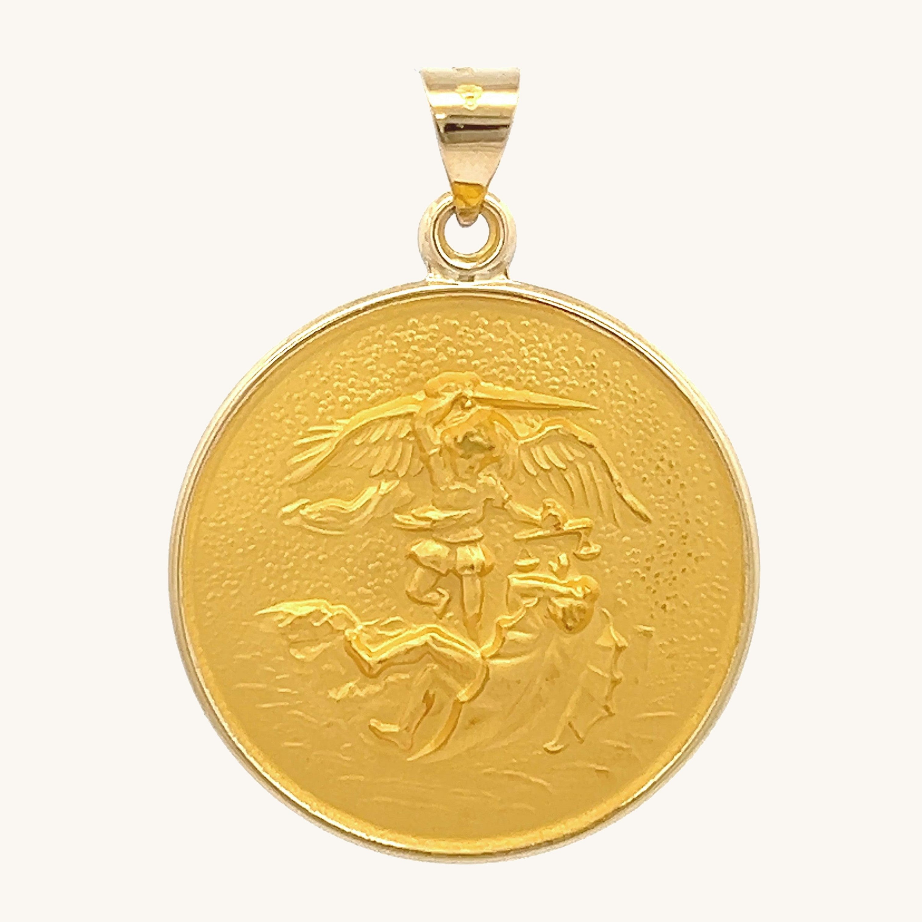 18K Yellow Gold Saint Michael Medal XL