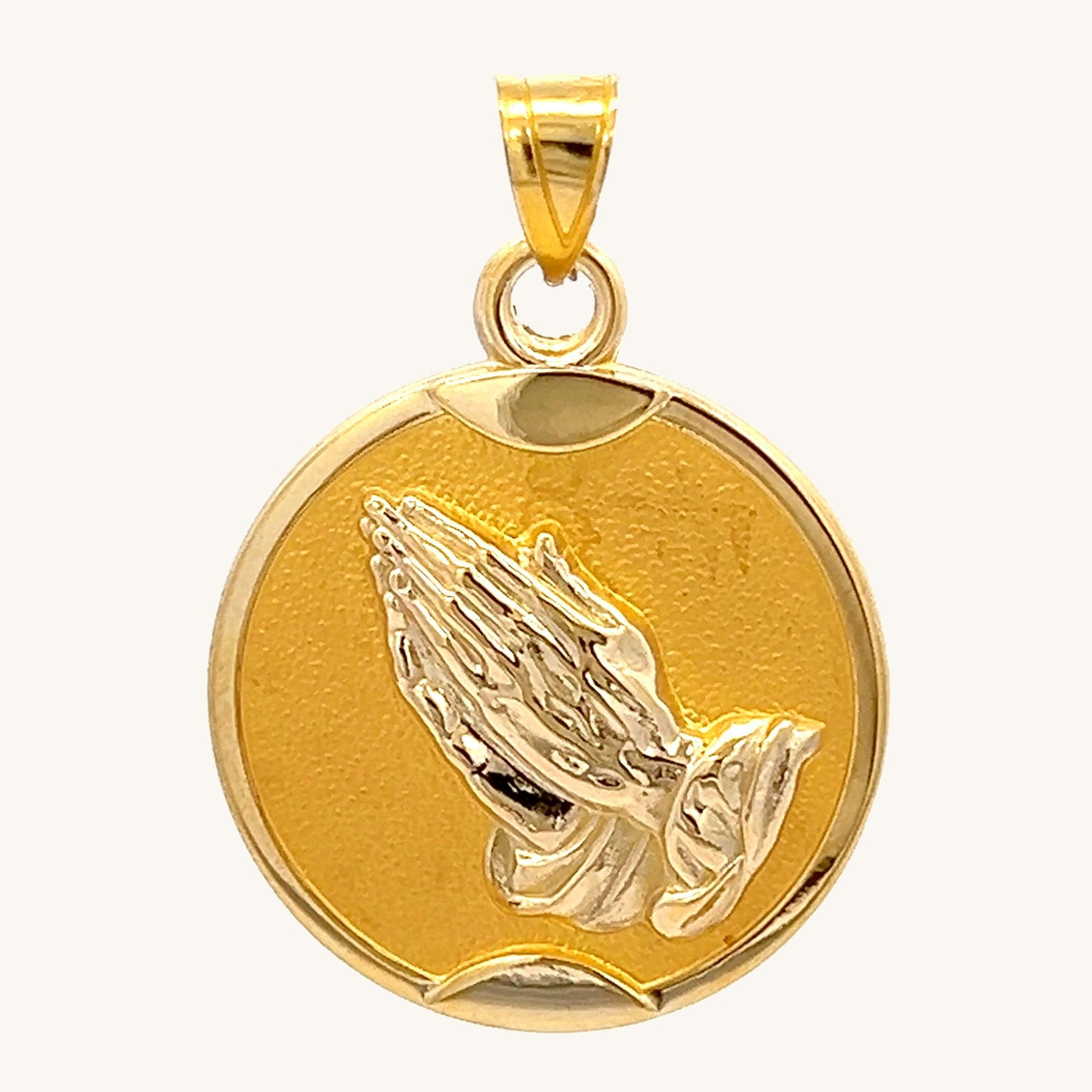 14K Yellow Gold Praying Hands Medal XL