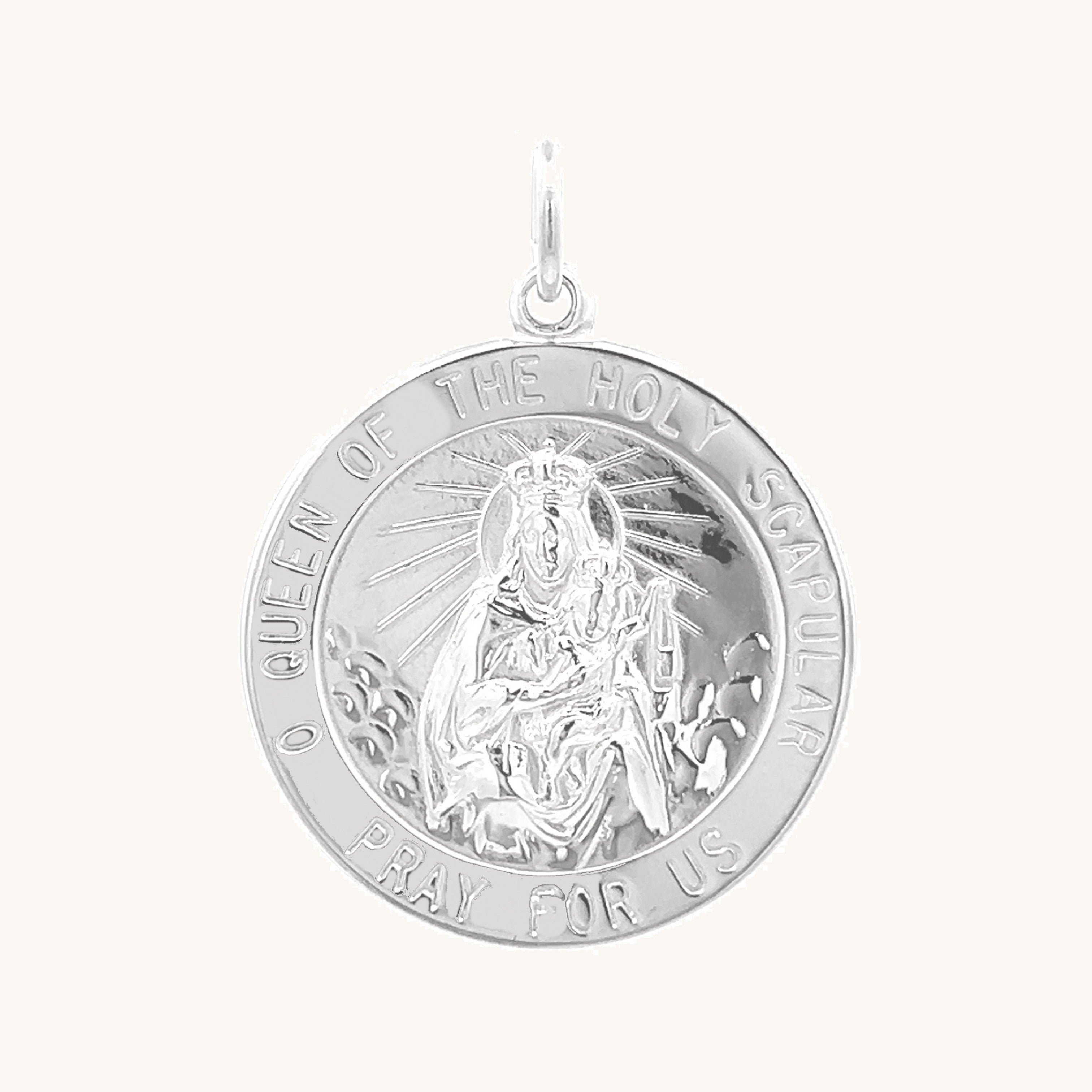 925 Bright Silver Holy Scapular Medal L