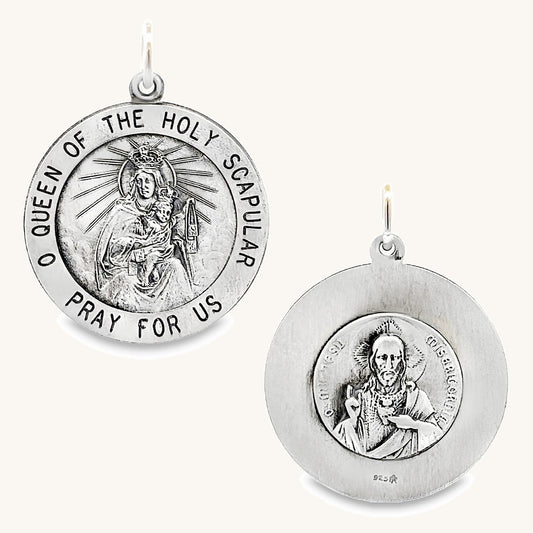 925 Antiqued Silver Holy Scapular Medal XL L M S