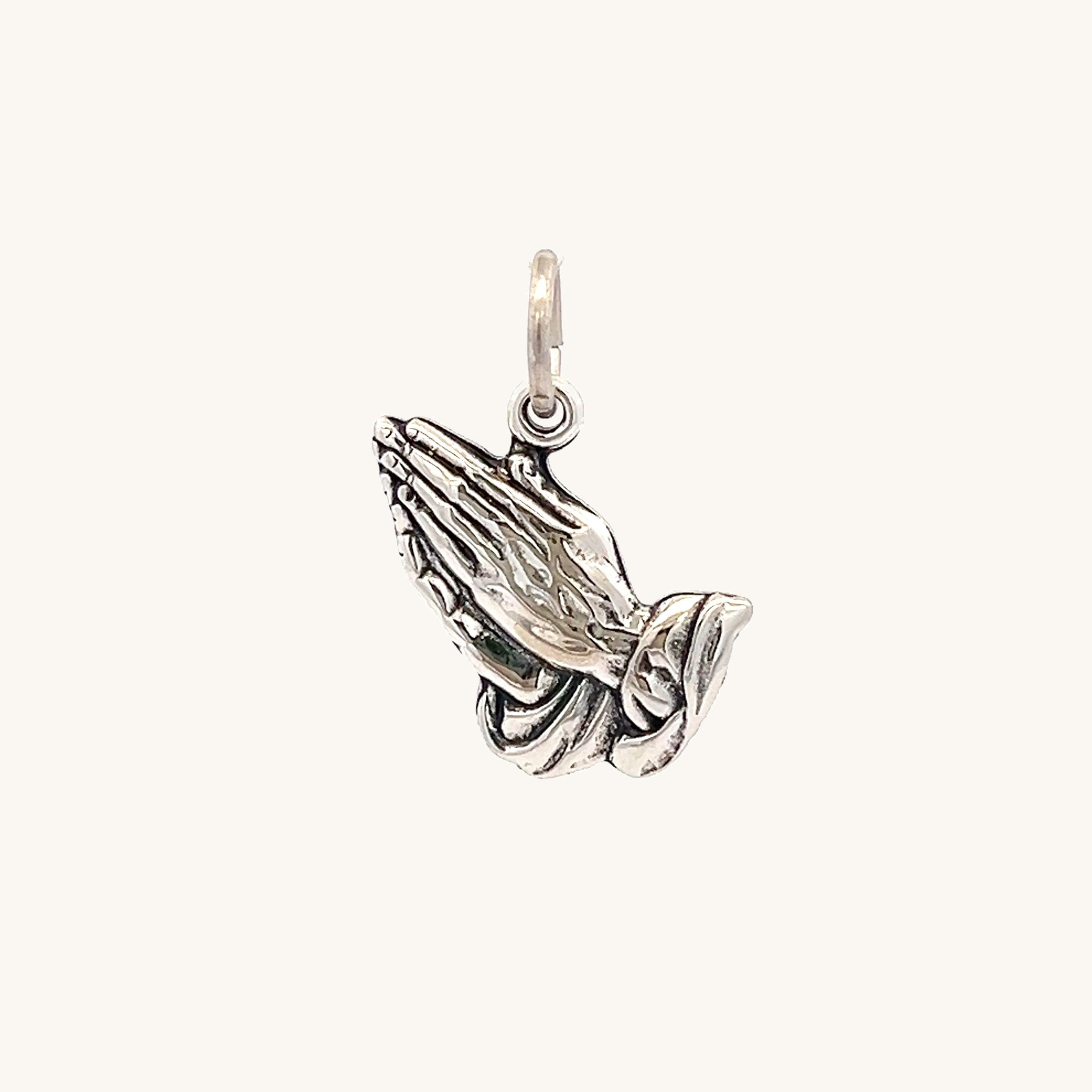 925 Antiqued Silver Praying Hands Charm L