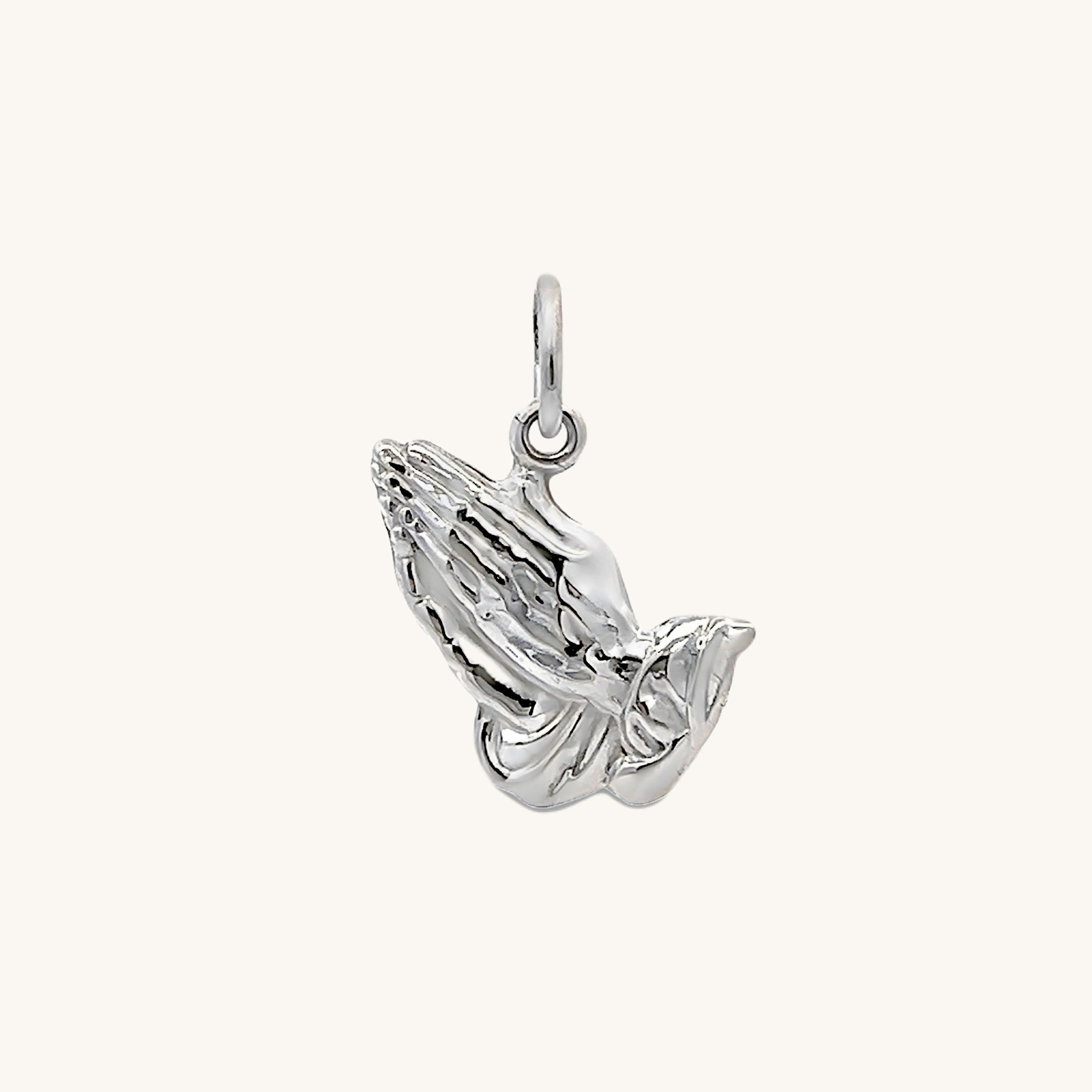 925 Bright Silver Praying Hands Charm L