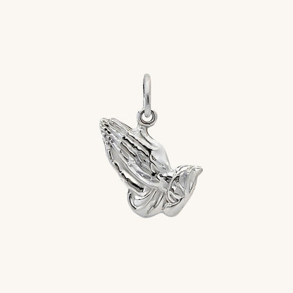 925 Bright Silver Praying Hands Charm L