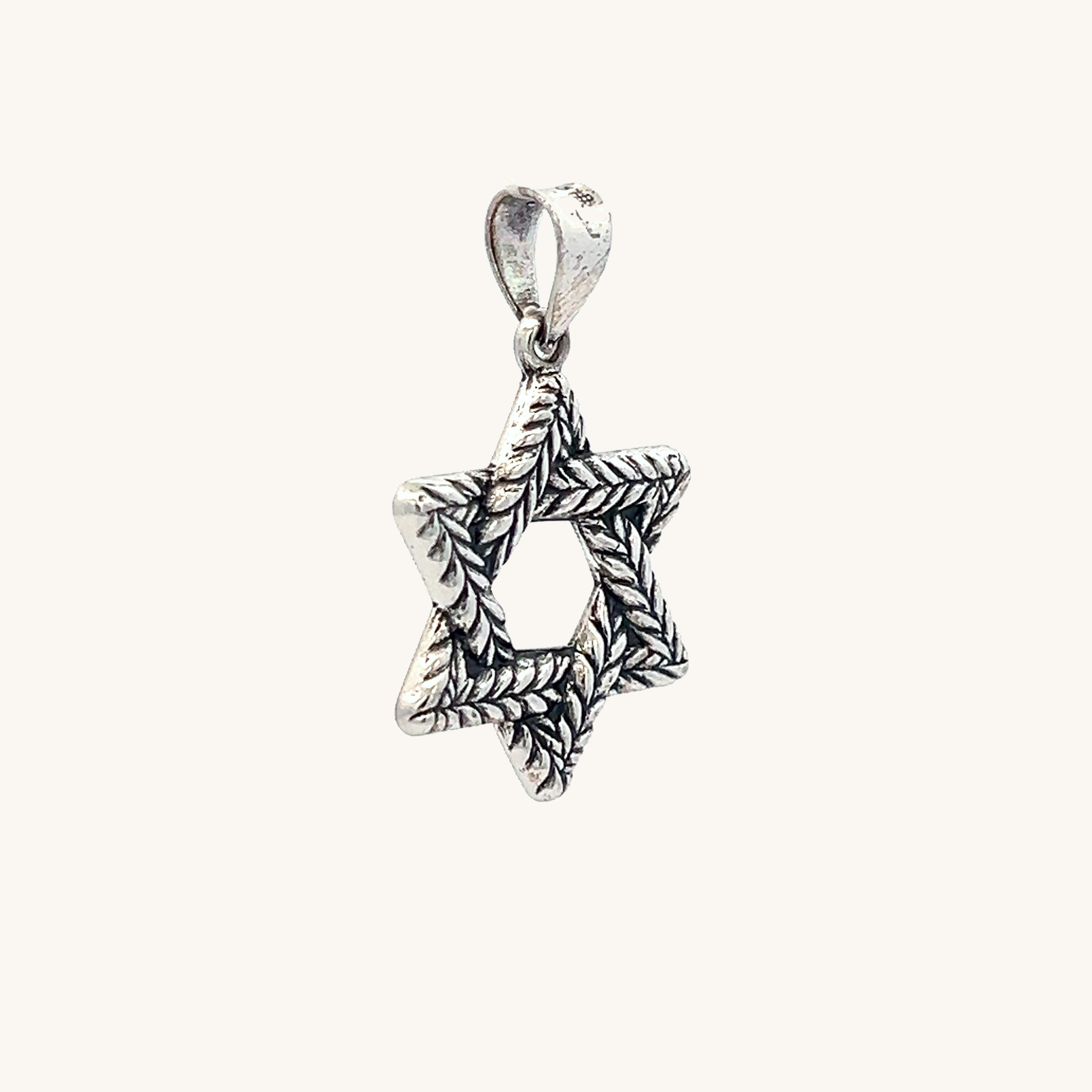 925 Antiqued Silver Braided Jewish Star L