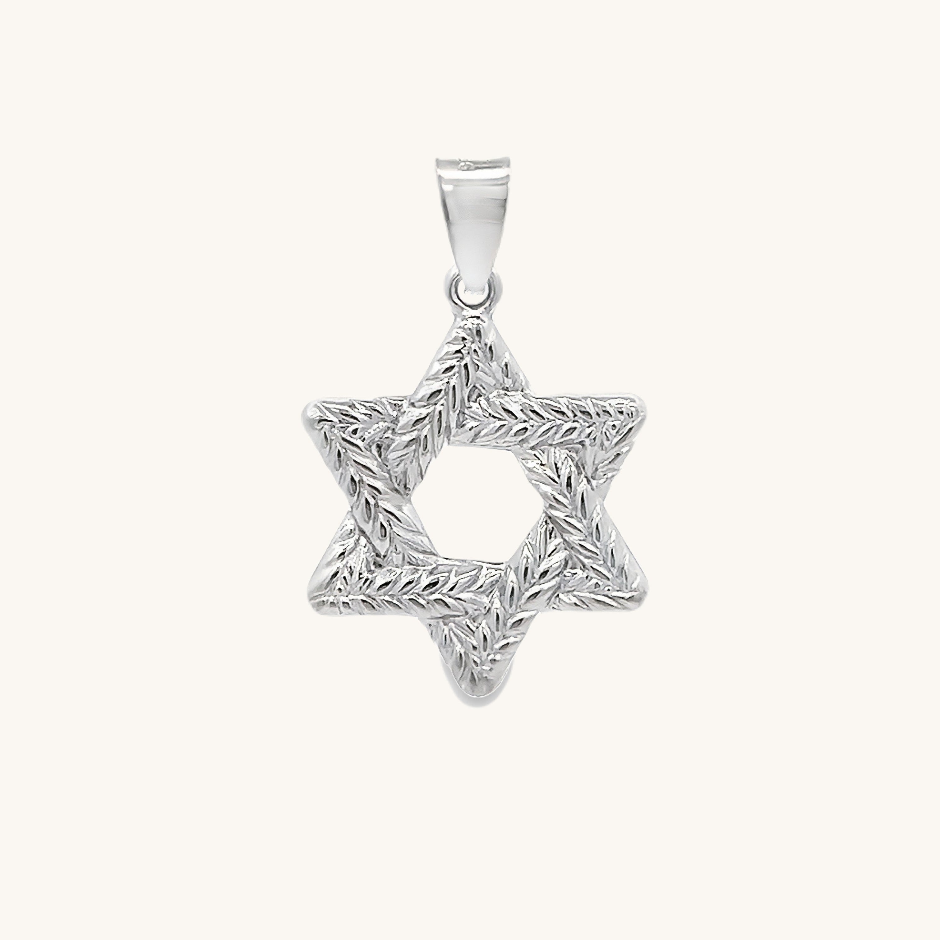 925 Bright Silver Braided Jewish Star L