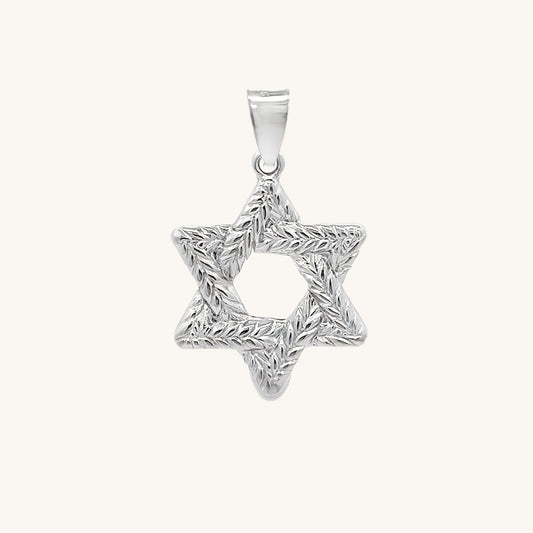 925 Bright Silver Braided Jewish Star L