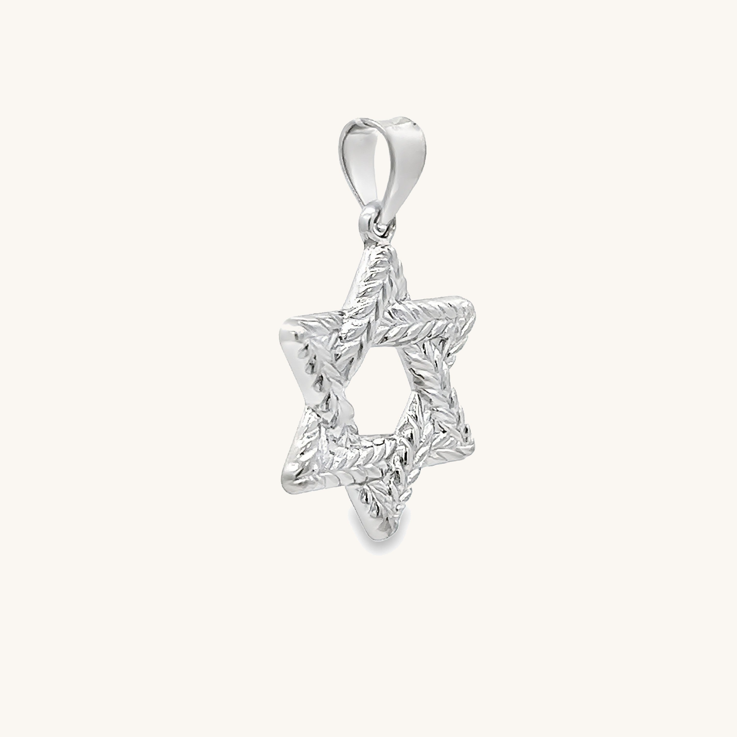 925 Bright Silver Braided Jewish Star L