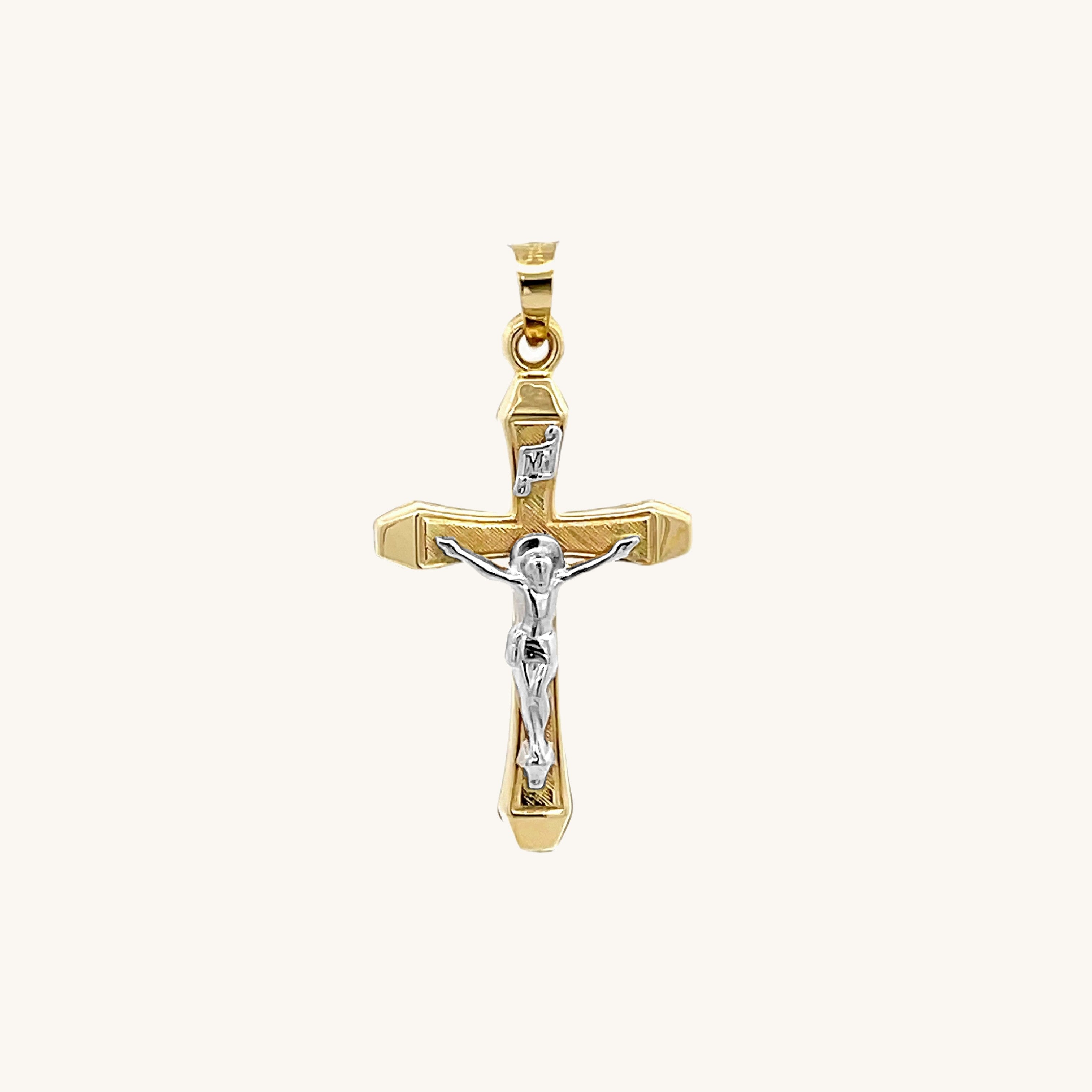 14K Two Tone Gold Crucifix S