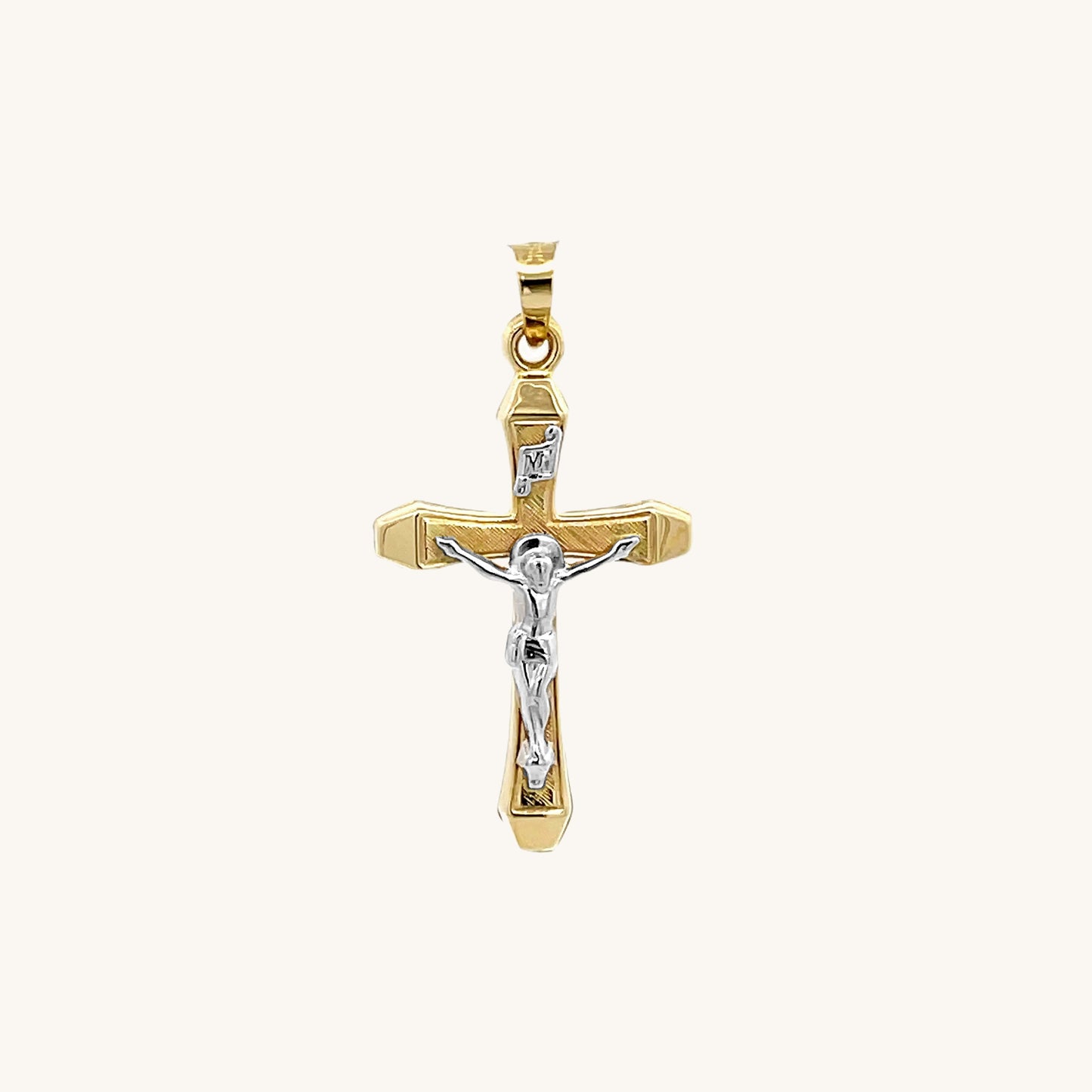 14K Two Tone Gold Crucifix S