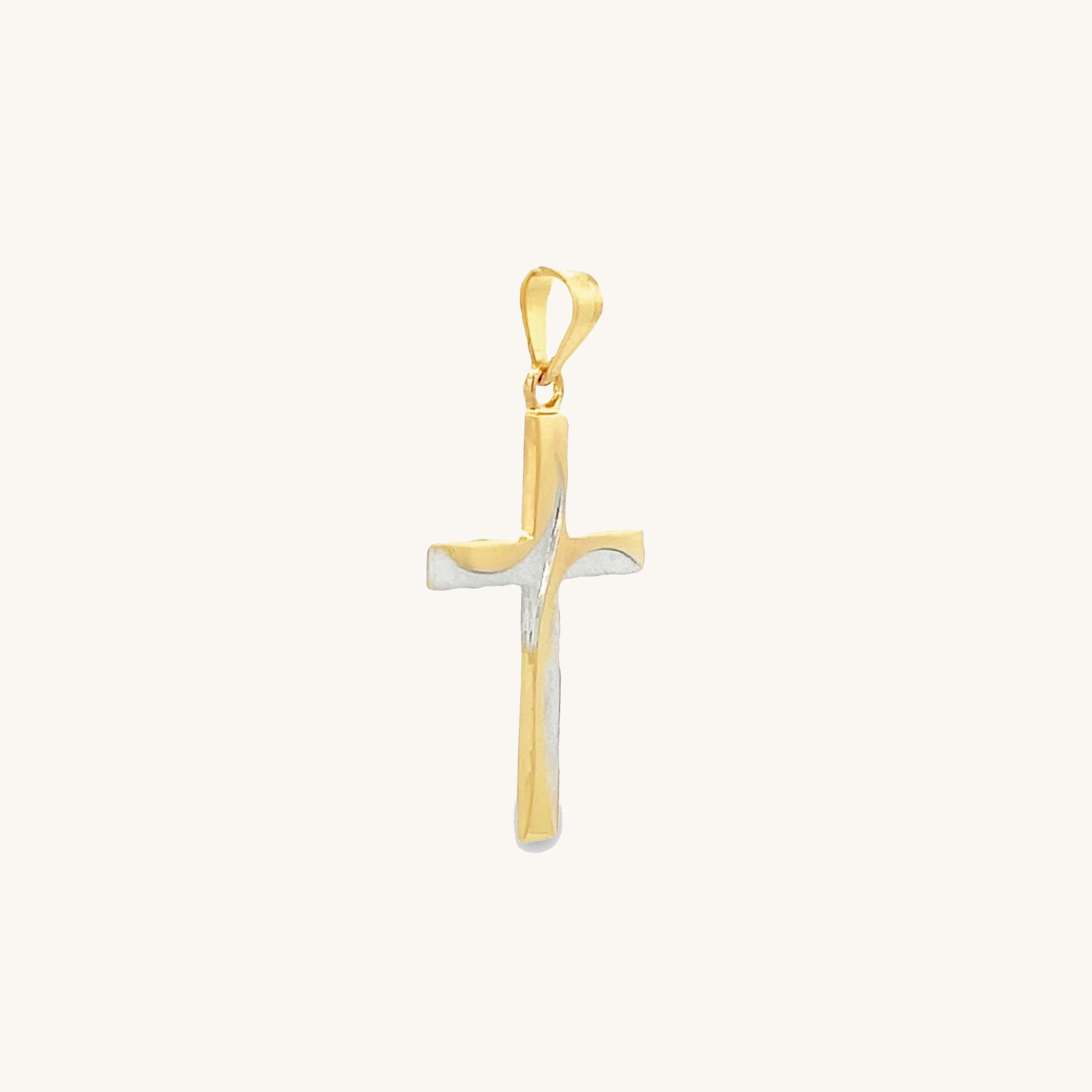 14K Two Tone Gold L S Cross