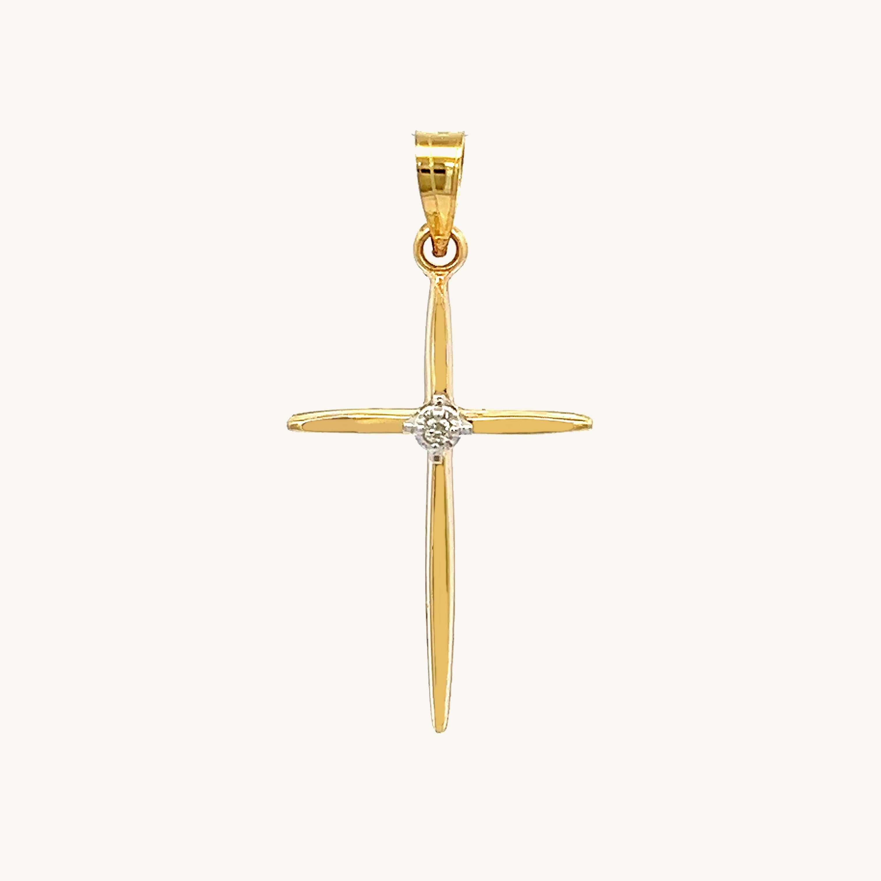 14K Yellow Gold Diamond Cross S