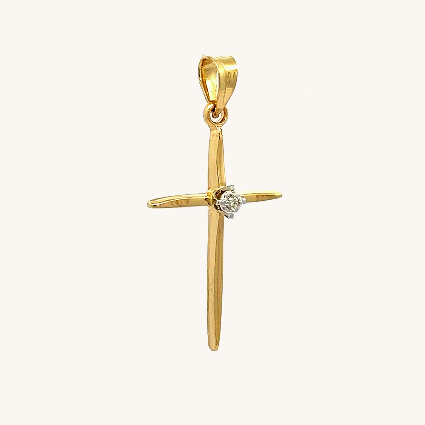 14K Yellow Gold Diamond Cross S