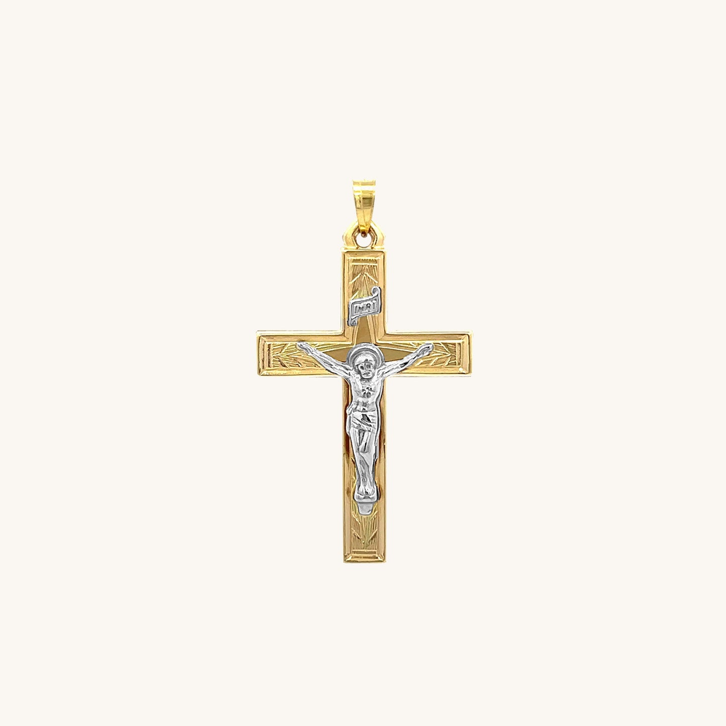 14K Two Tone Gold Design INRI Crucifix S