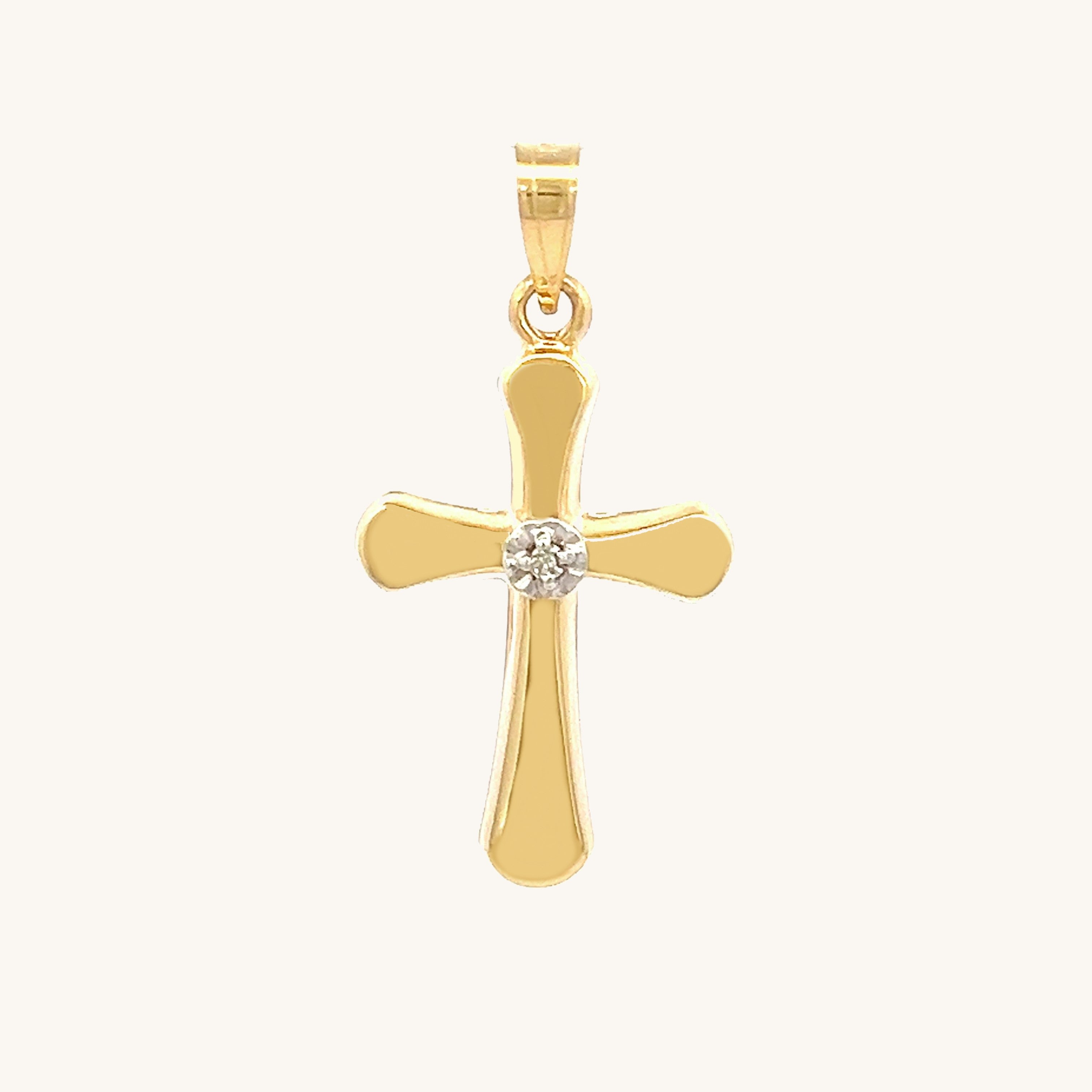 14K Yellow Gold Diamond Cross M