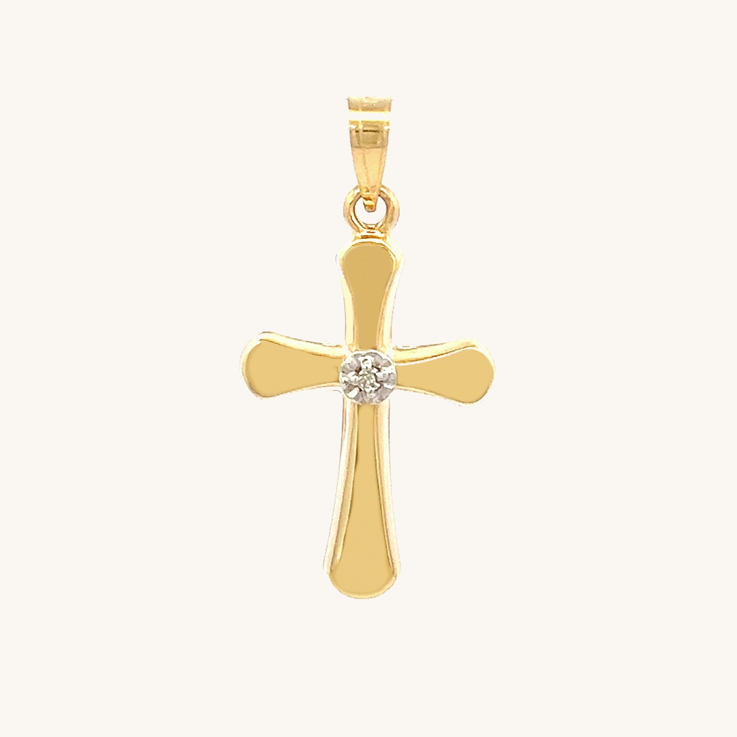 14K Yellow Gold Diamond Cross M