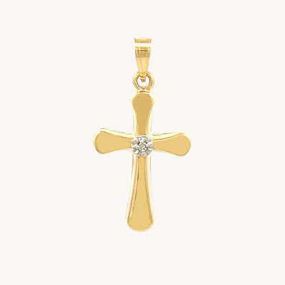 14K Yellow Gold Diamond Cross M