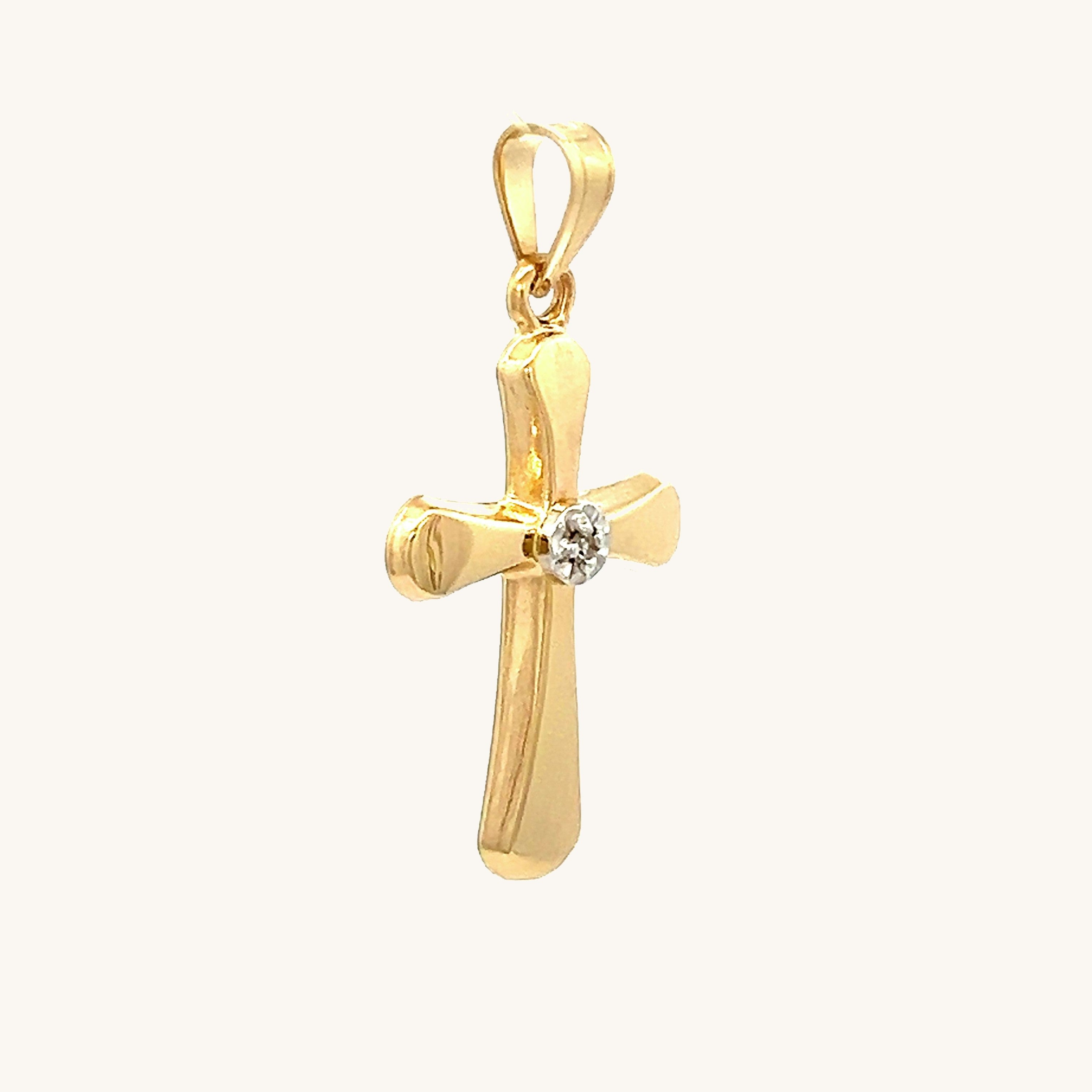 14K Yellow Gold Diamond Cross M S XS