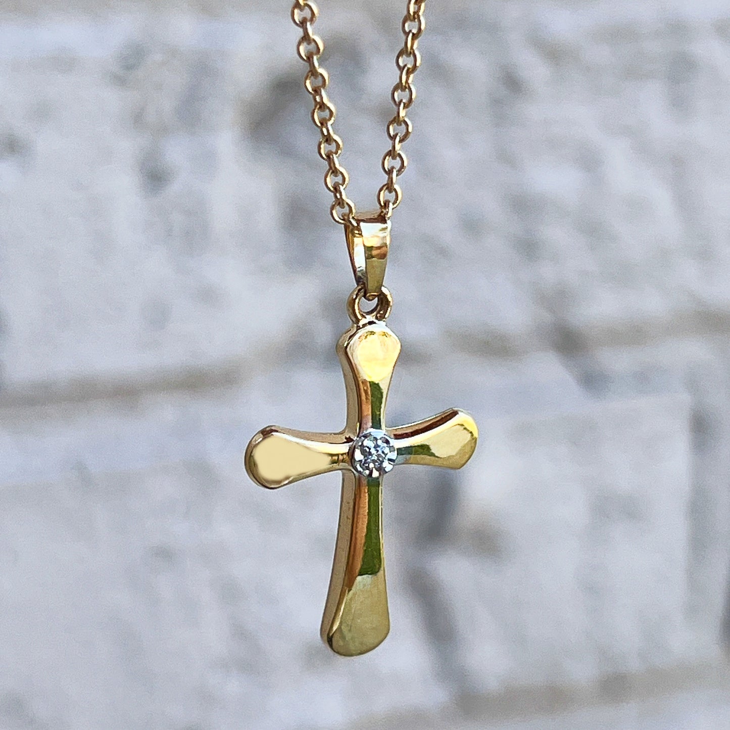 14K Yellow Gold Diamond Cross M S XS Lifestyle