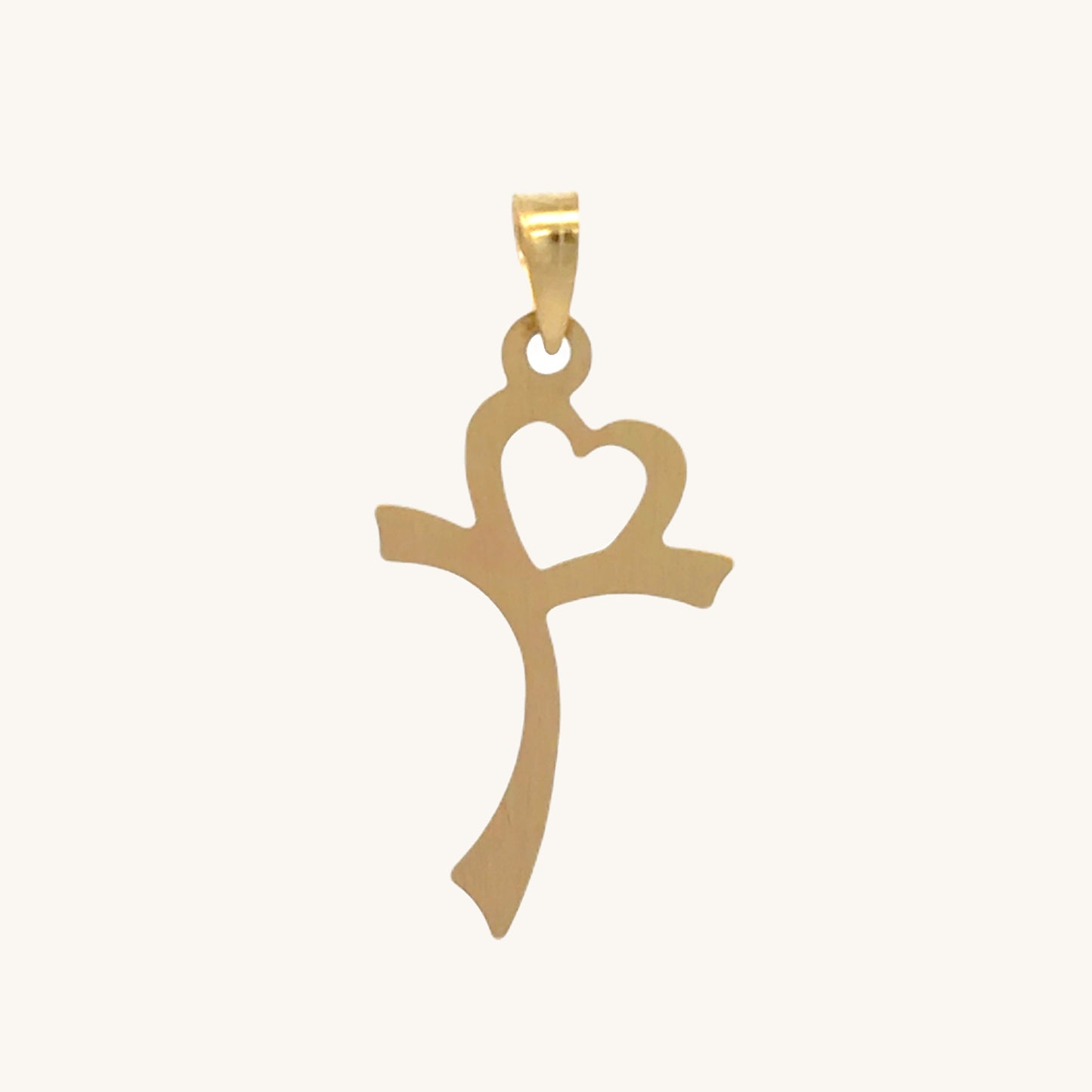 14K YELLOW GOLD HEART CROSS