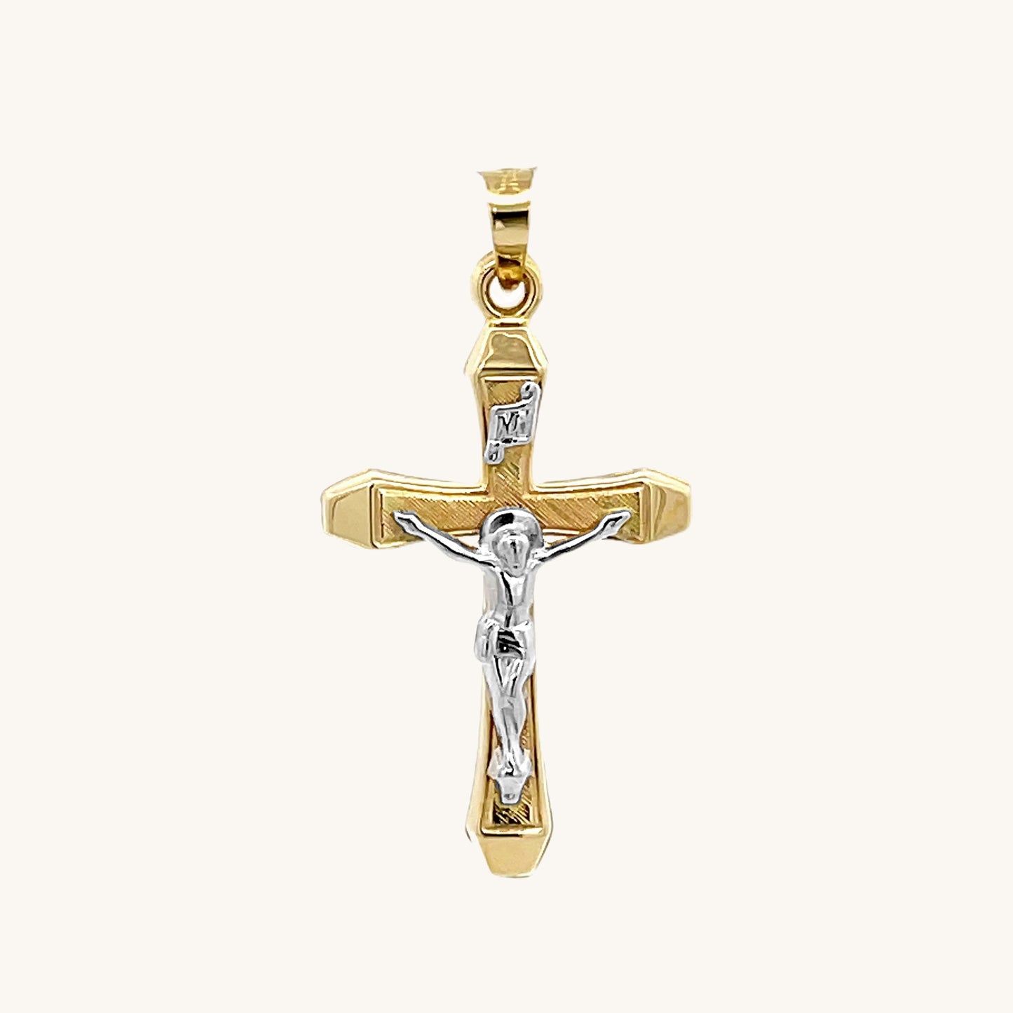 14K Two Tone Gold Crucifix M