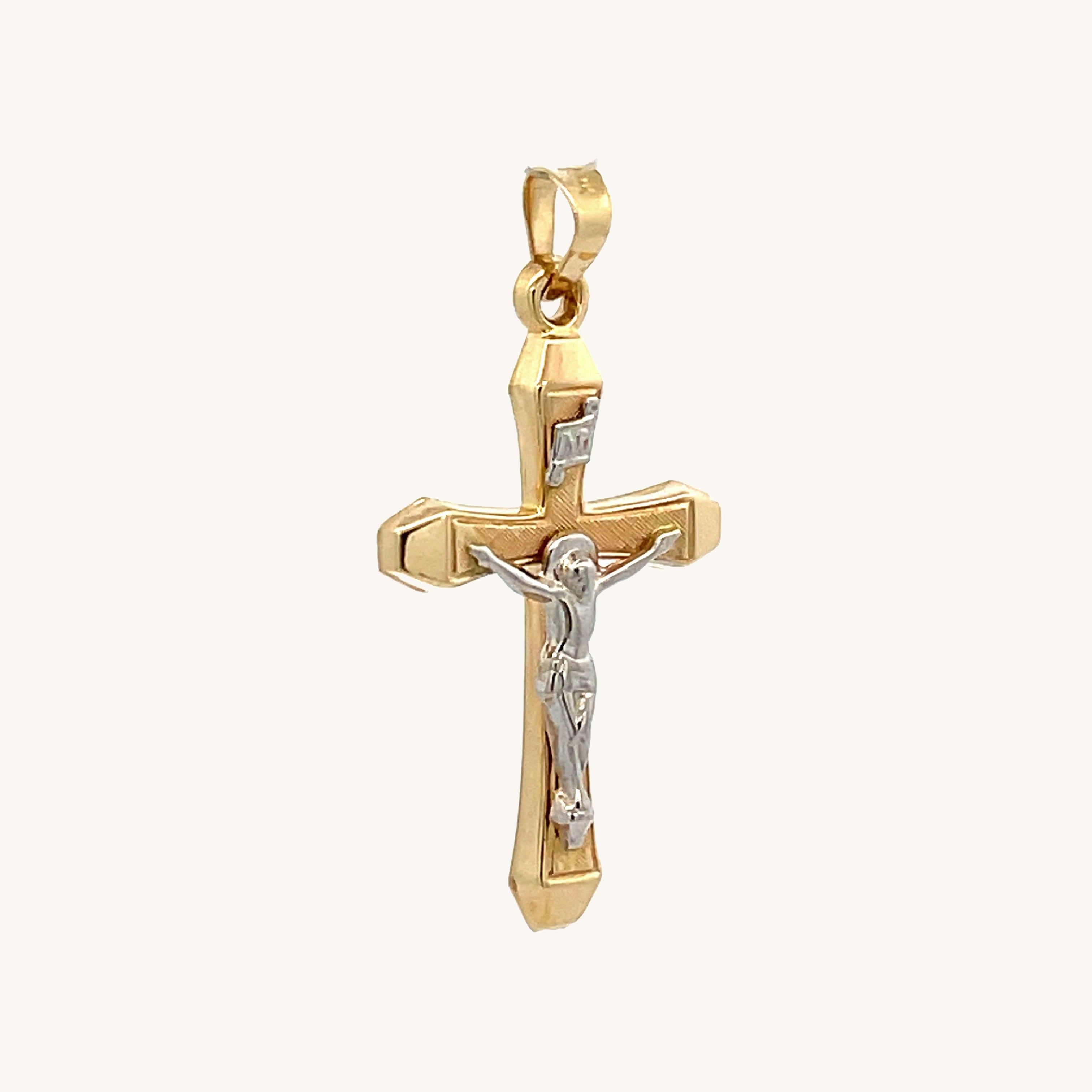 14K Two Tone Gold Crucifix M S XS