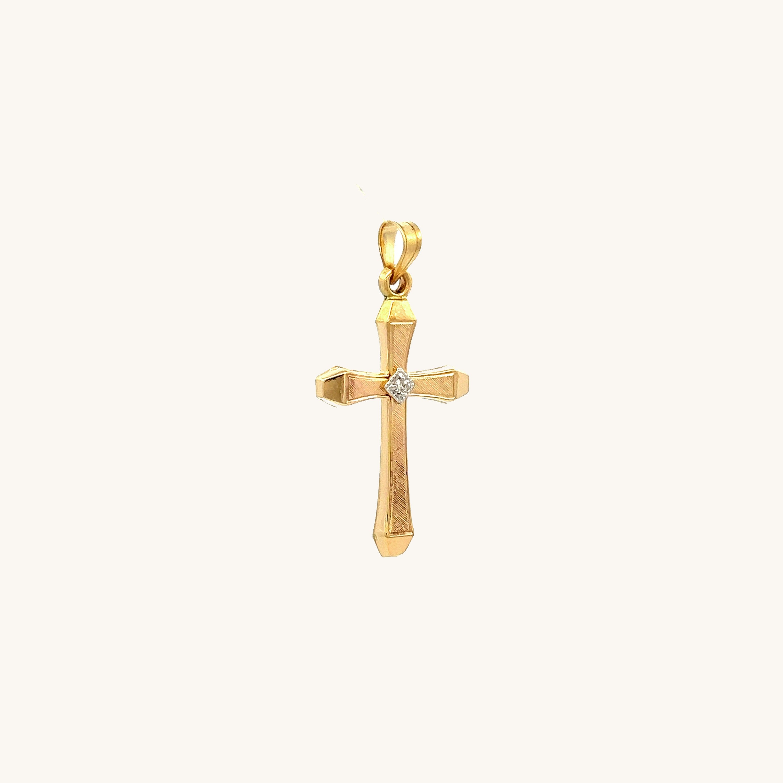 14K Yellow Gold XS Diamond Cross