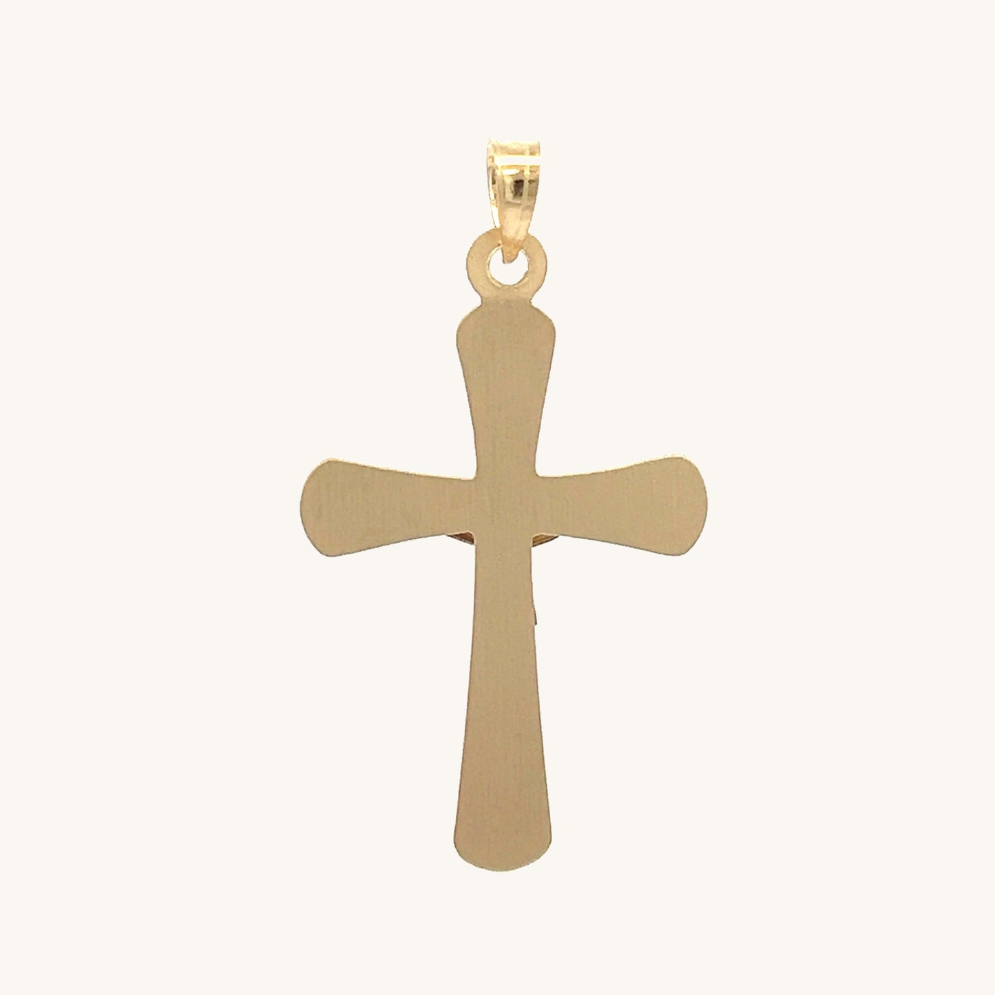 14K Two Tone Gold Circle Edge Crucifix L M S