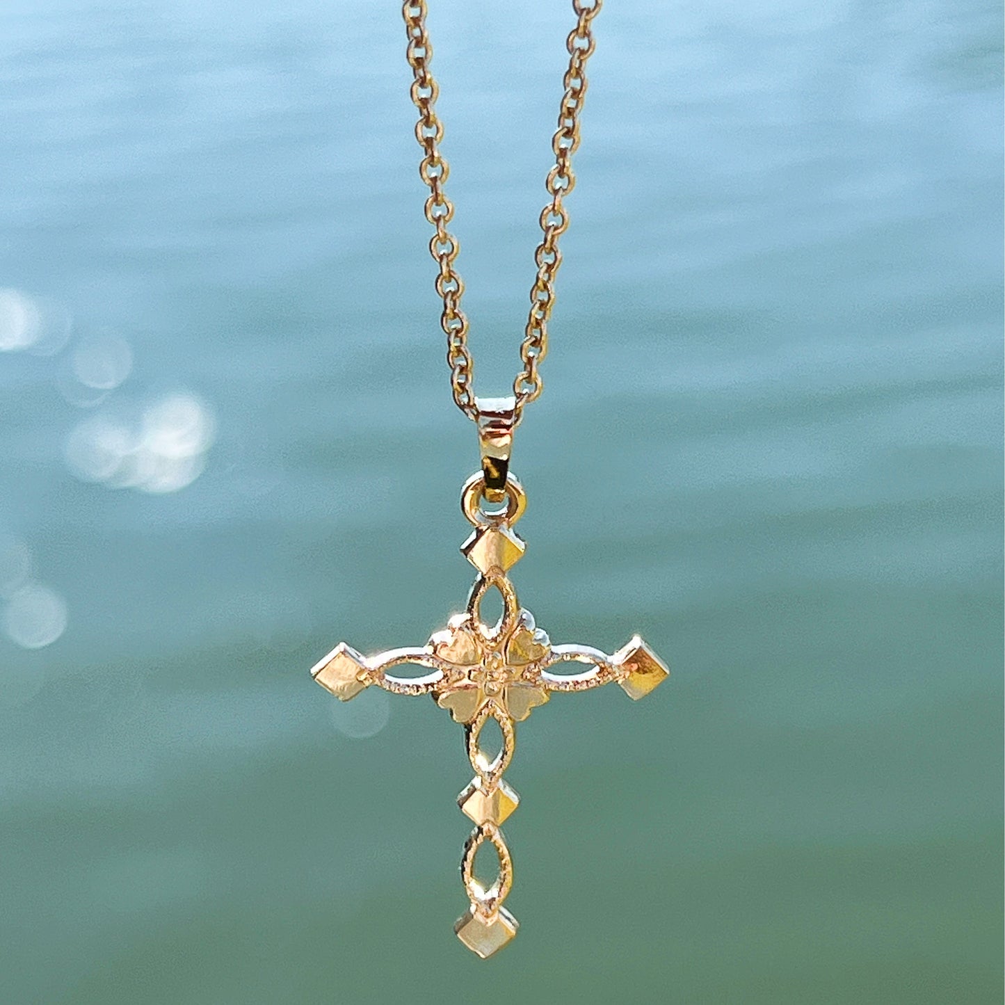 14K Yellow Gold Solid Pierced Cross S M Lifestyle