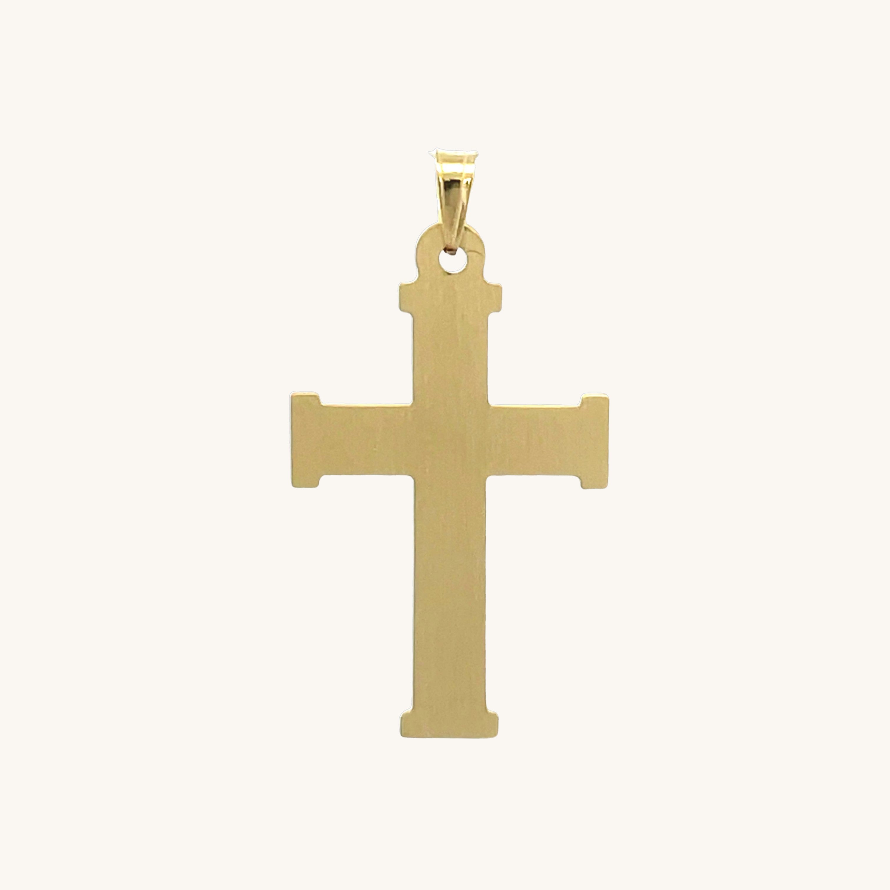 14K Two Tone Gold Textured Square Crucifix L M S