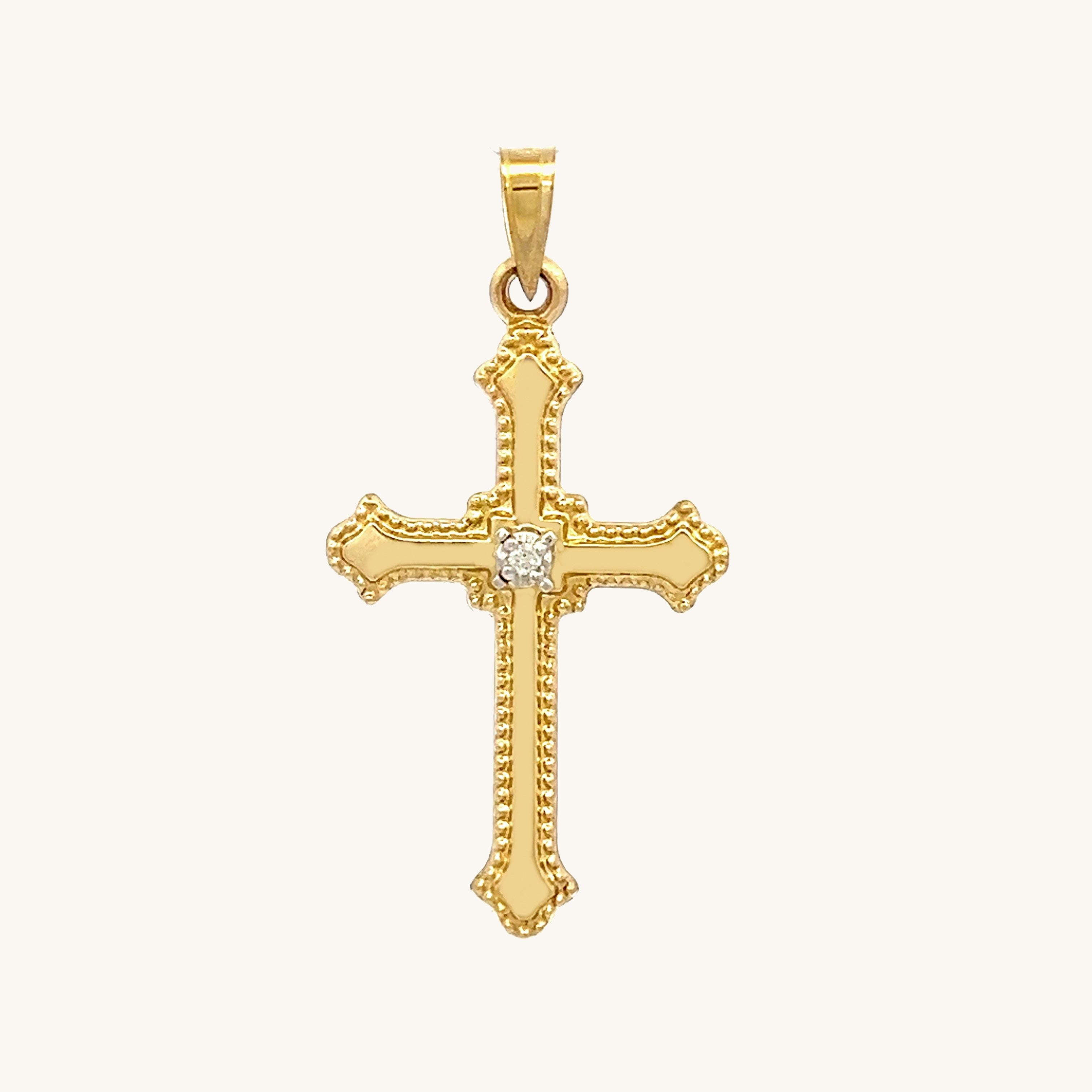 14K Yellow Gold Diamond Cross M