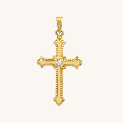 14K Yellow Gold Diamond Cross M