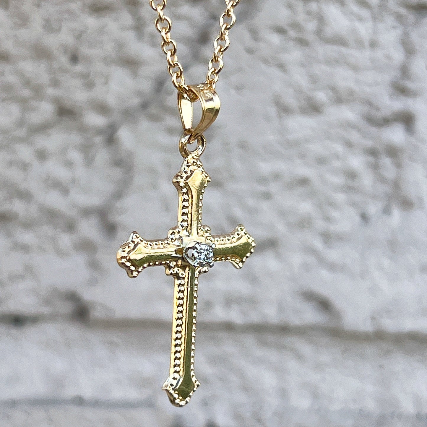 14K Yellow Gold Diamond Cross M S Lifestyle