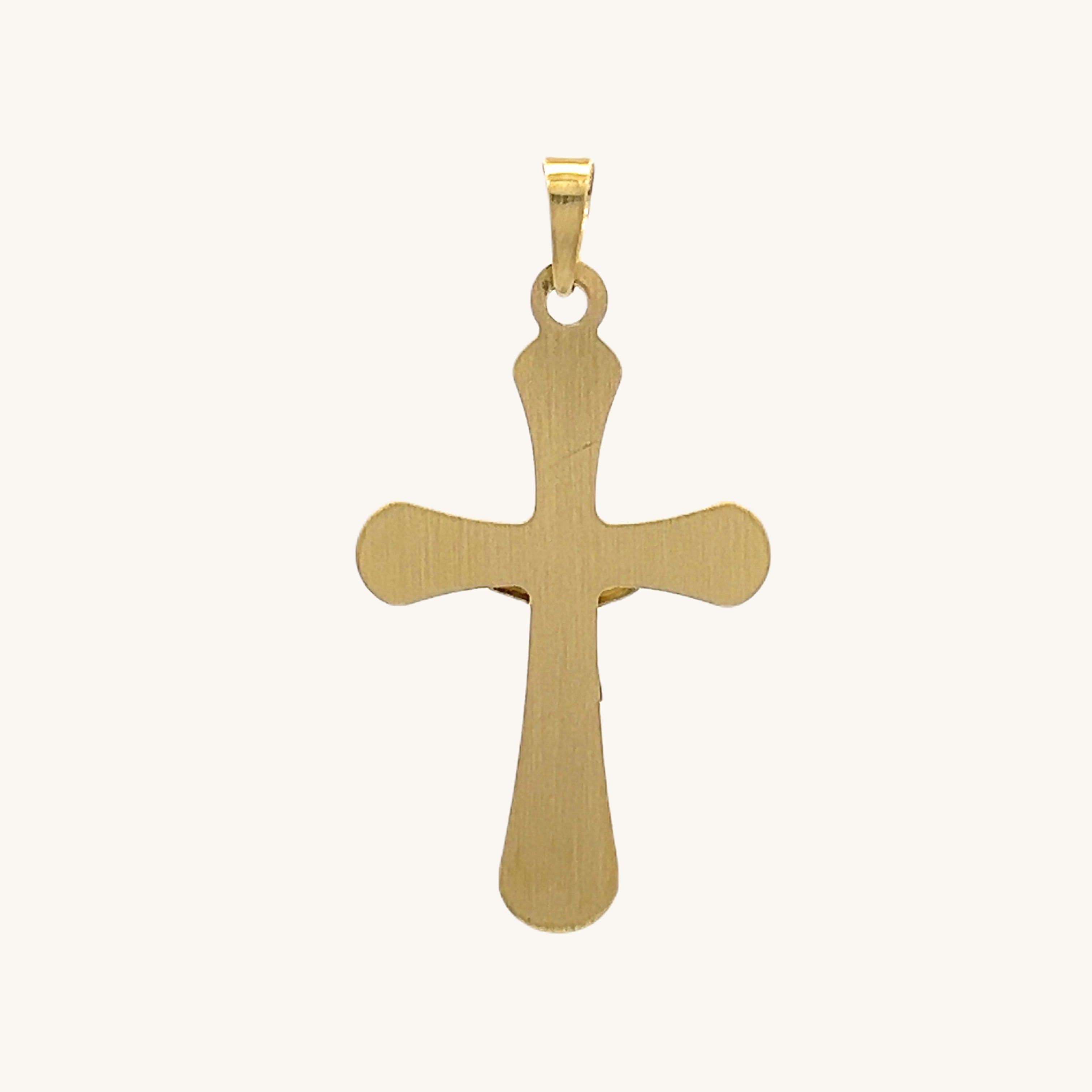 14K Two Tone Gold Rounded Crucifix M S XS